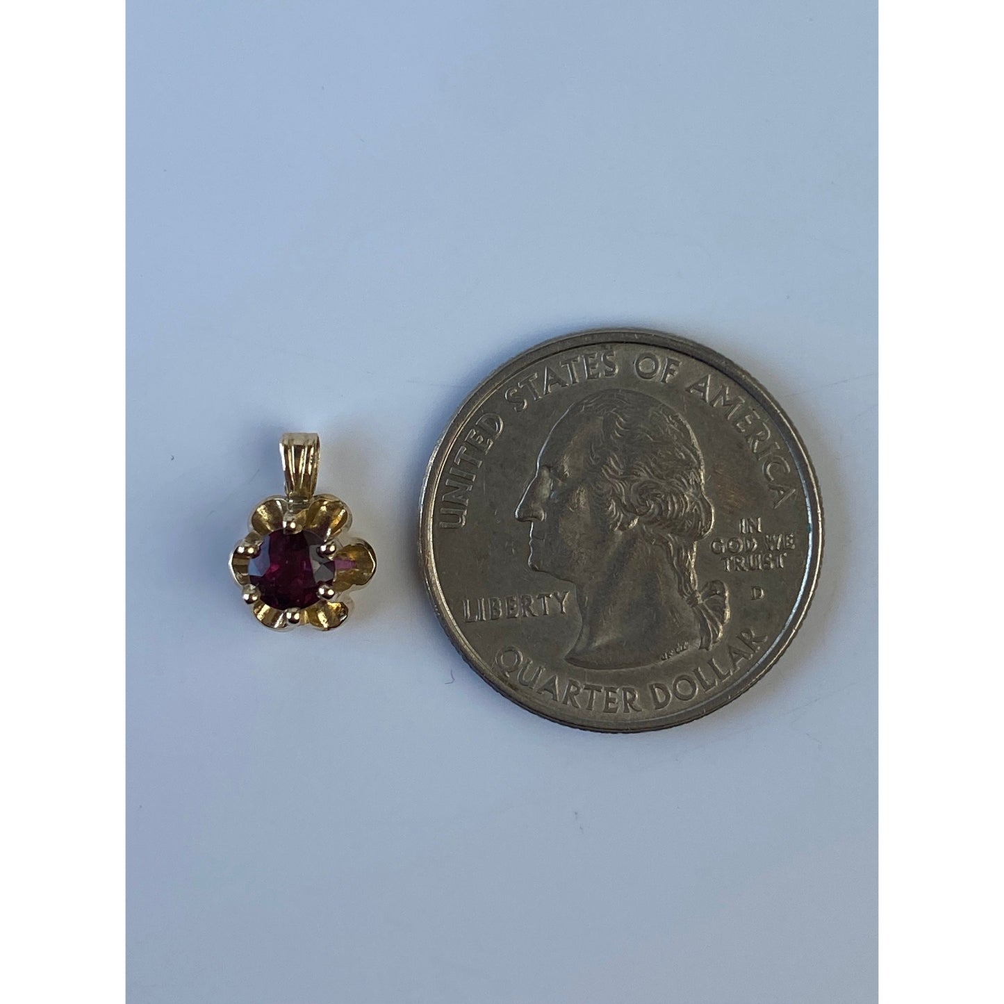 Vintage Solid 14k Yellow Gold Purple Spinel Flower Charm