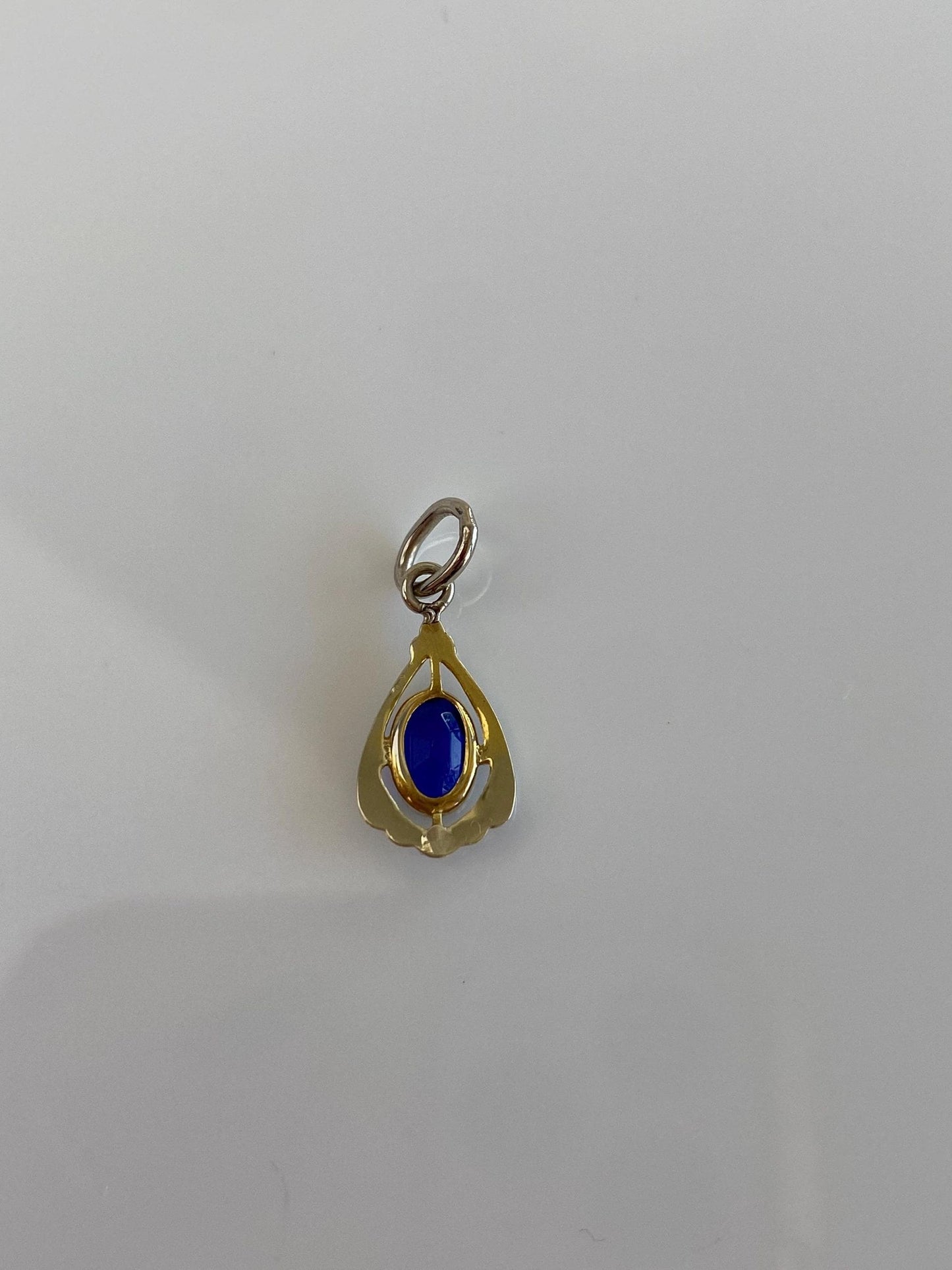 Vintage Solid 10k White Gold Blue Cubic Zirconia Stick Pin Conversion Charm