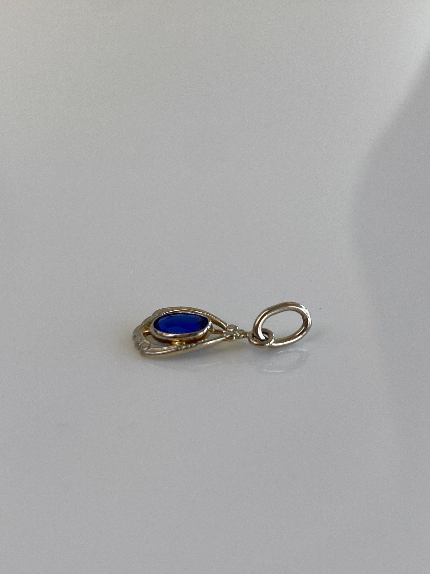 Vintage Solid 10k White Gold Blue Cubic Zirconia Stick Pin Conversion Charm