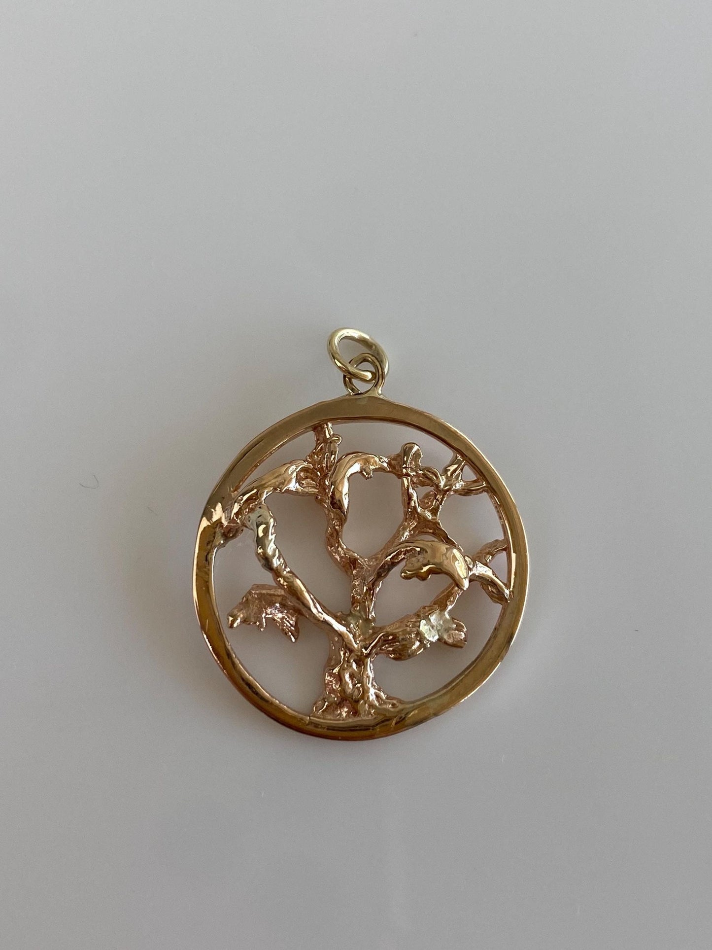 Vintage Solid 14k Yellow Gold Tree Charm