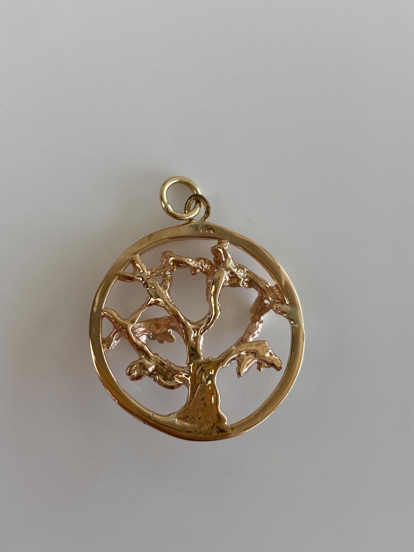 Vintage Solid 14k Yellow Gold Tree Charm