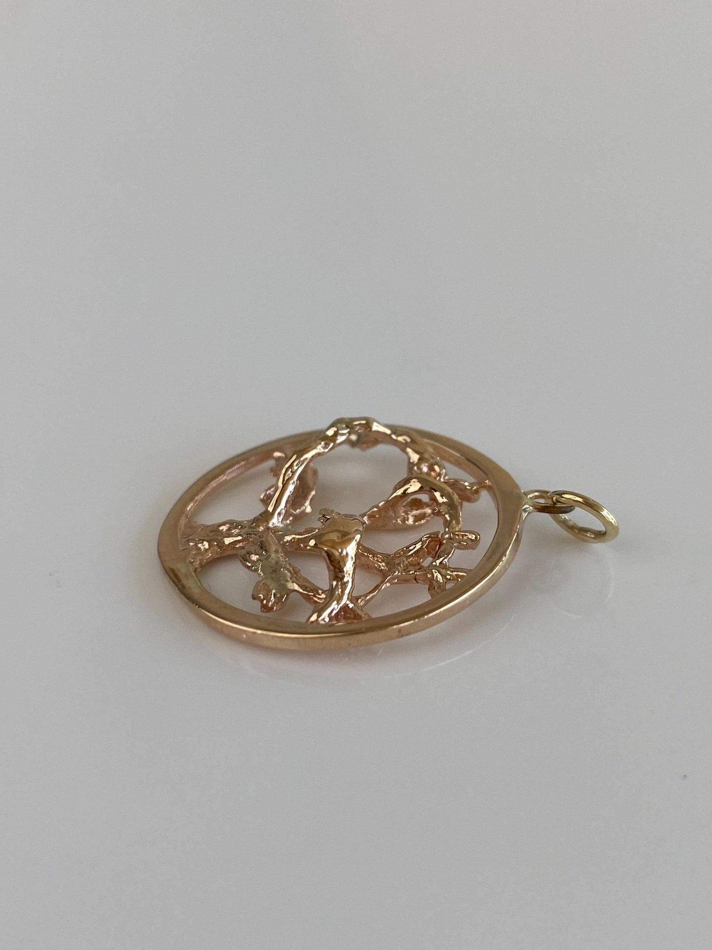 Vintage Solid 14k Yellow Gold Tree Charm