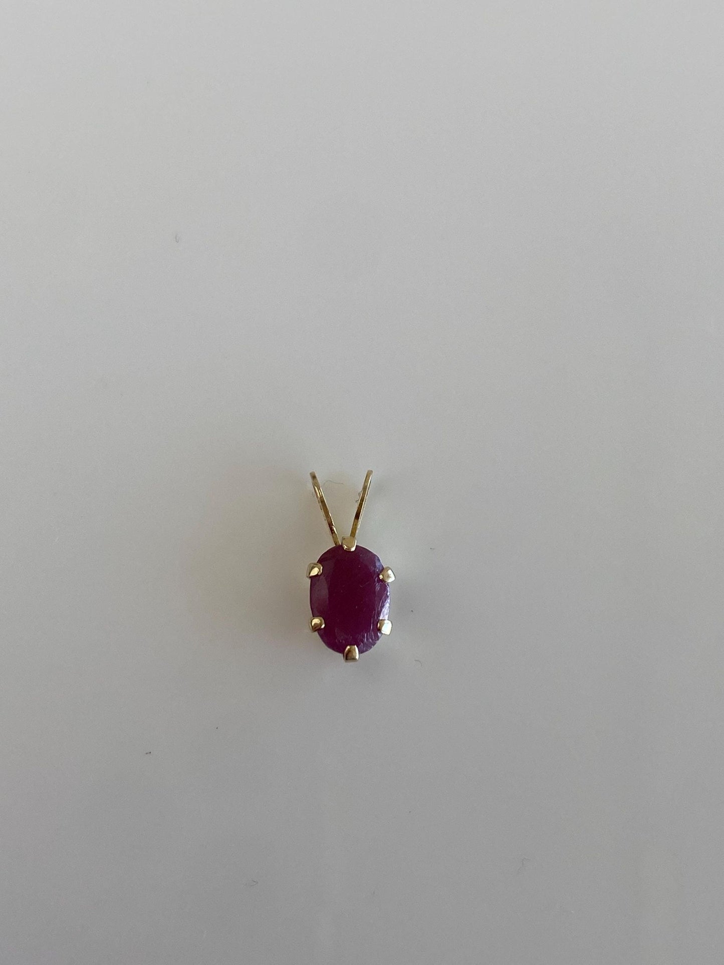 Vintage Solid 14k Yellow Gold Oval Ruby Charm