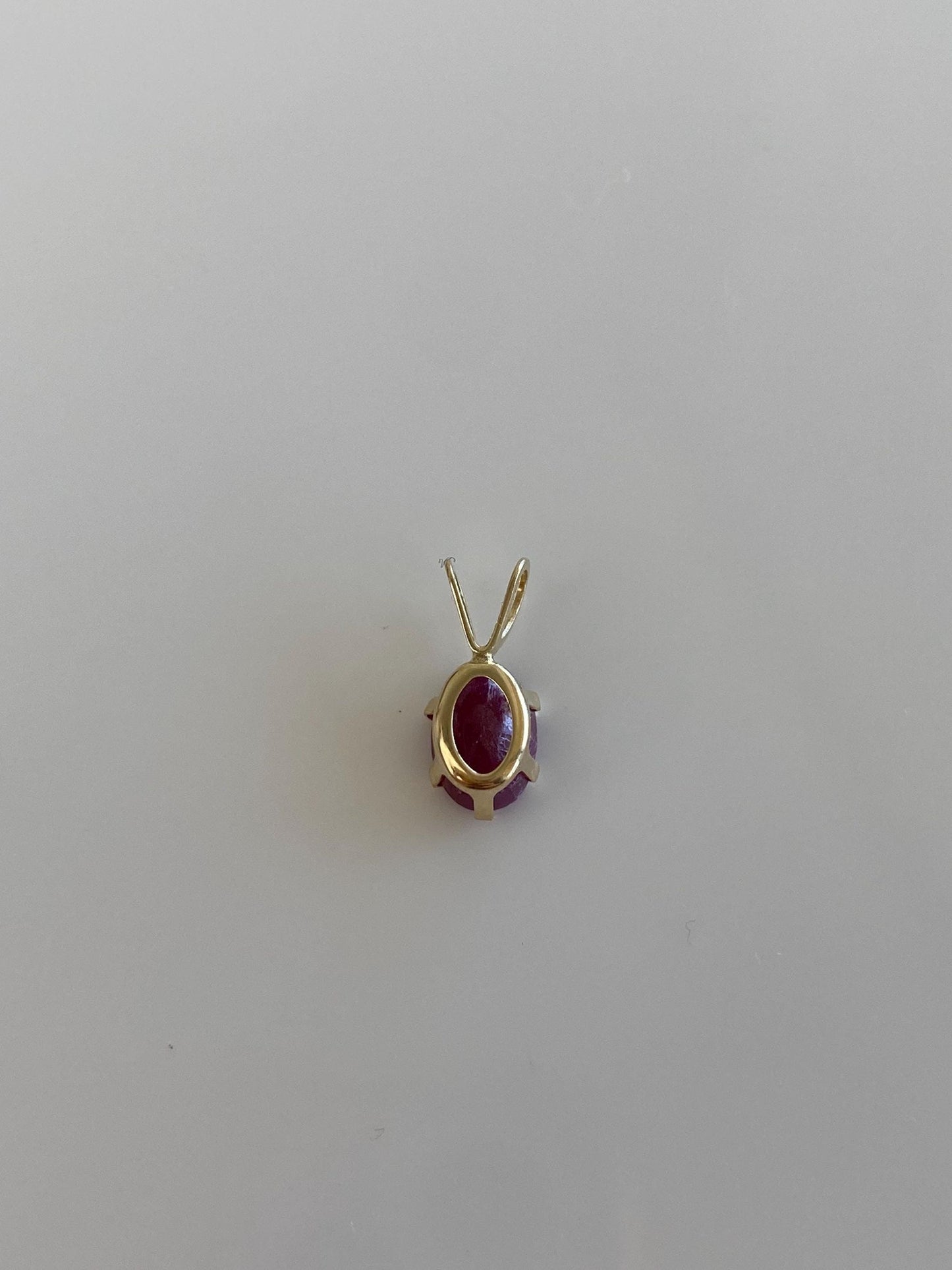 Vintage Solid 14k Yellow Gold Oval Ruby Charm