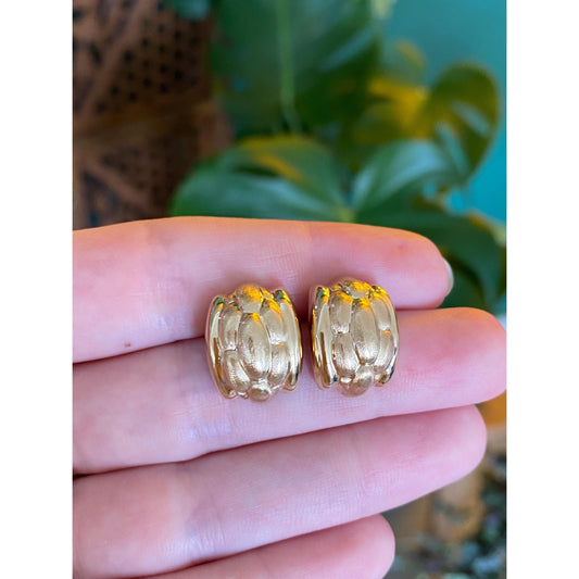 Vintage 14k Yellow Gold Drop Stud Earrings