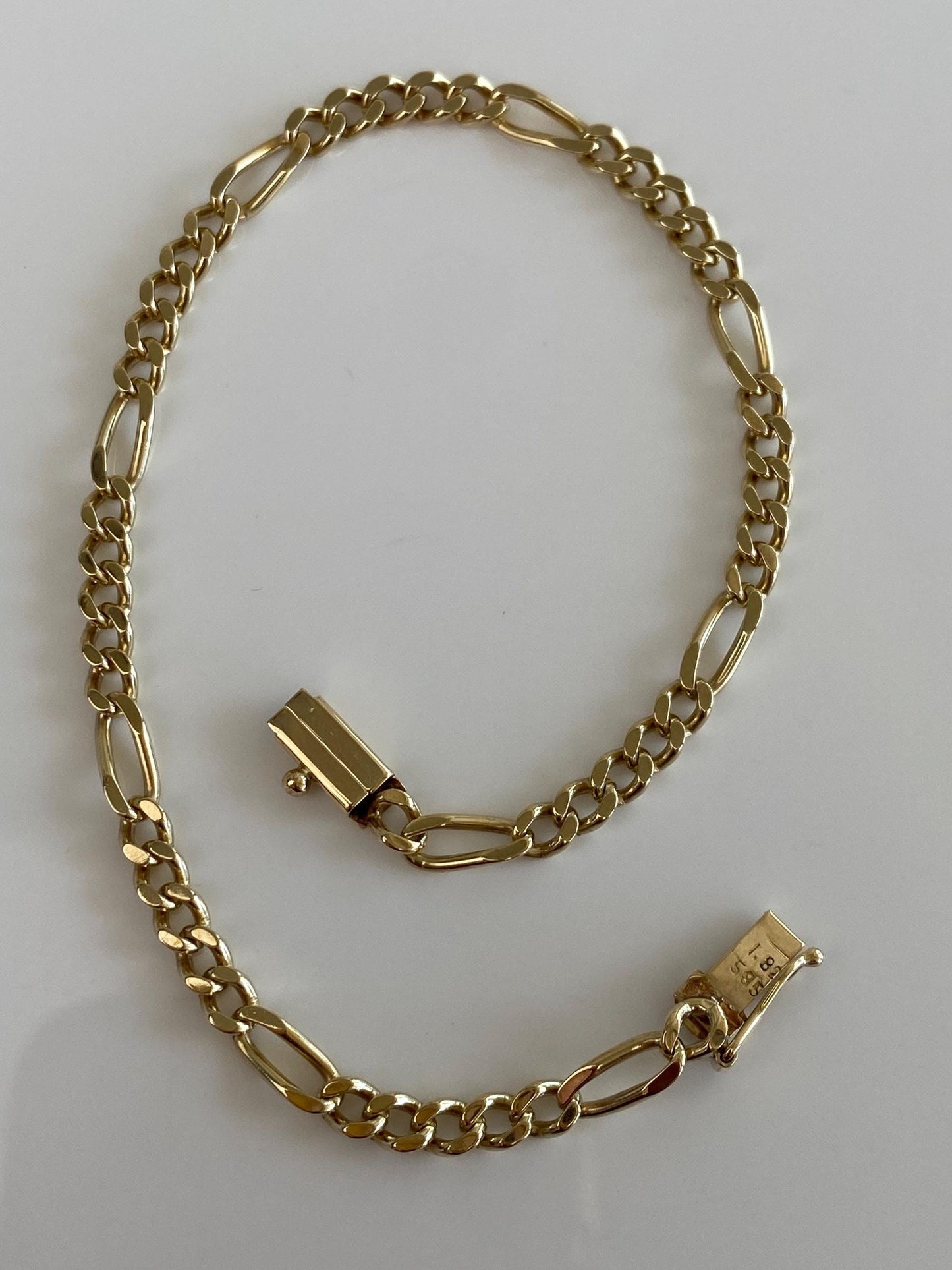Vintage Solid 14k Yellow Gold Figaro Chain Anklet Bracelet - 8.75 inches