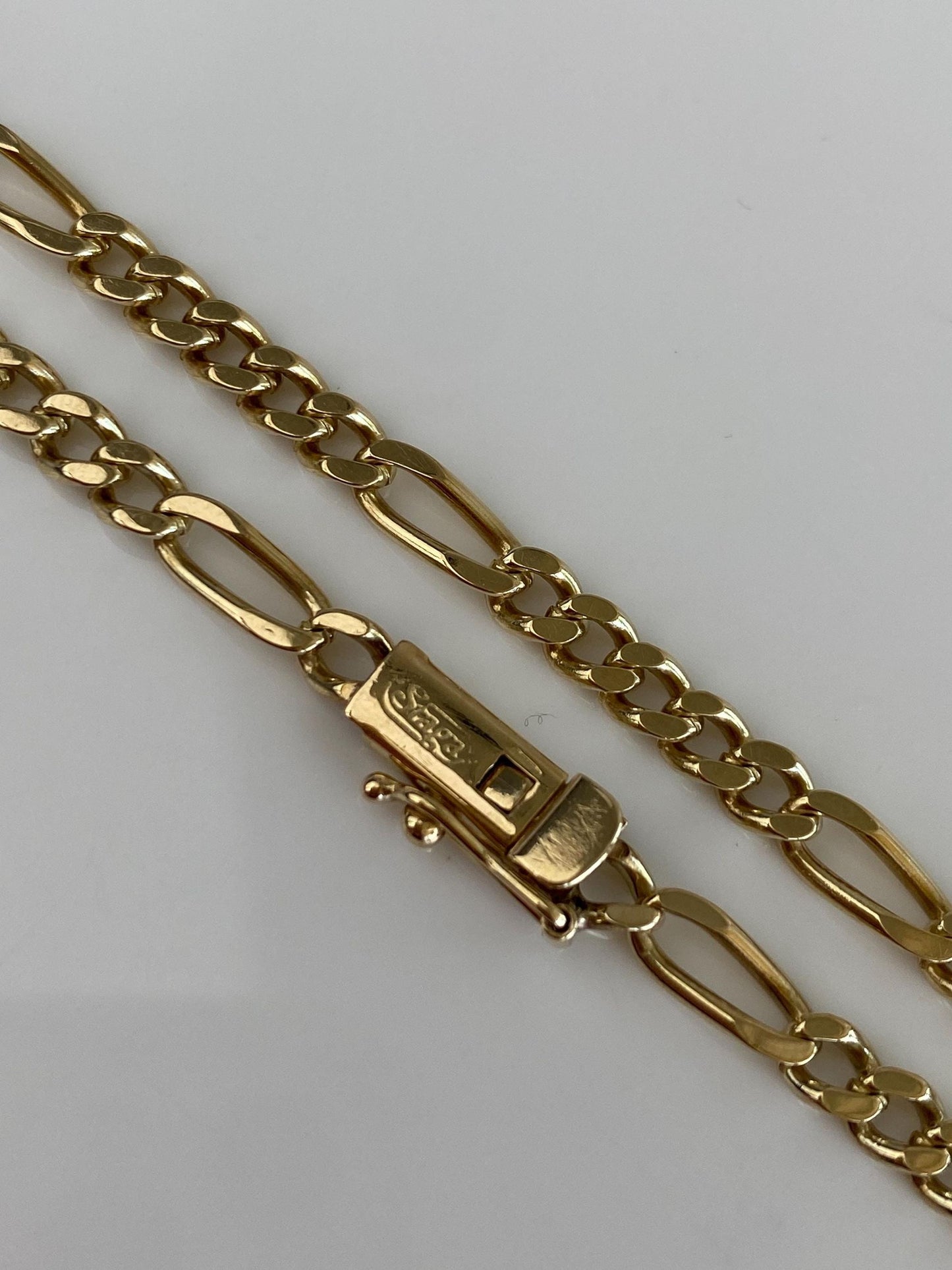 Vintage Solid 14k Yellow Gold Figaro Chain Anklet Bracelet - 8.75 inches
