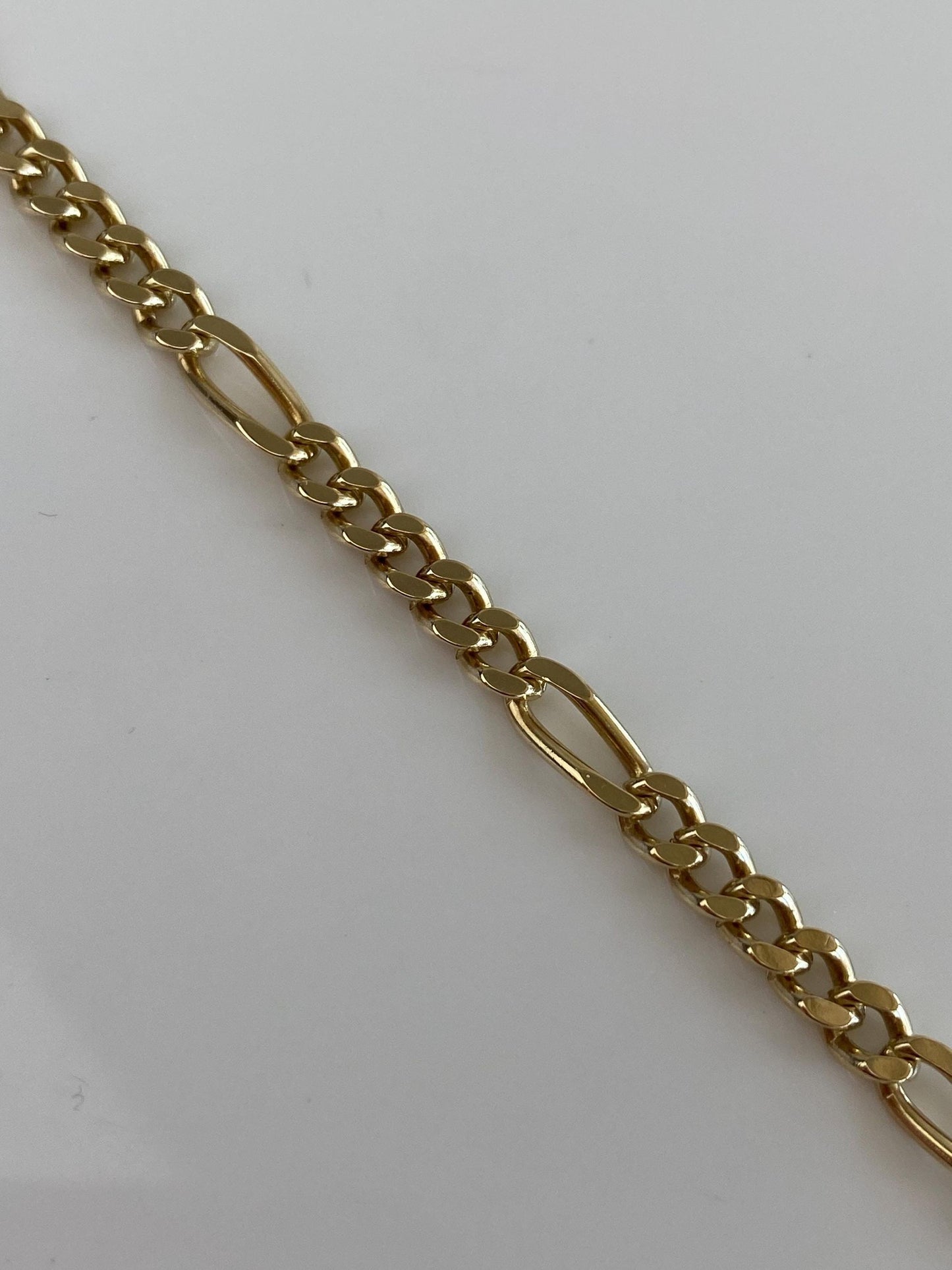 Vintage Solid 14k Yellow Gold Figaro Chain Anklet Bracelet - 8.75 inches