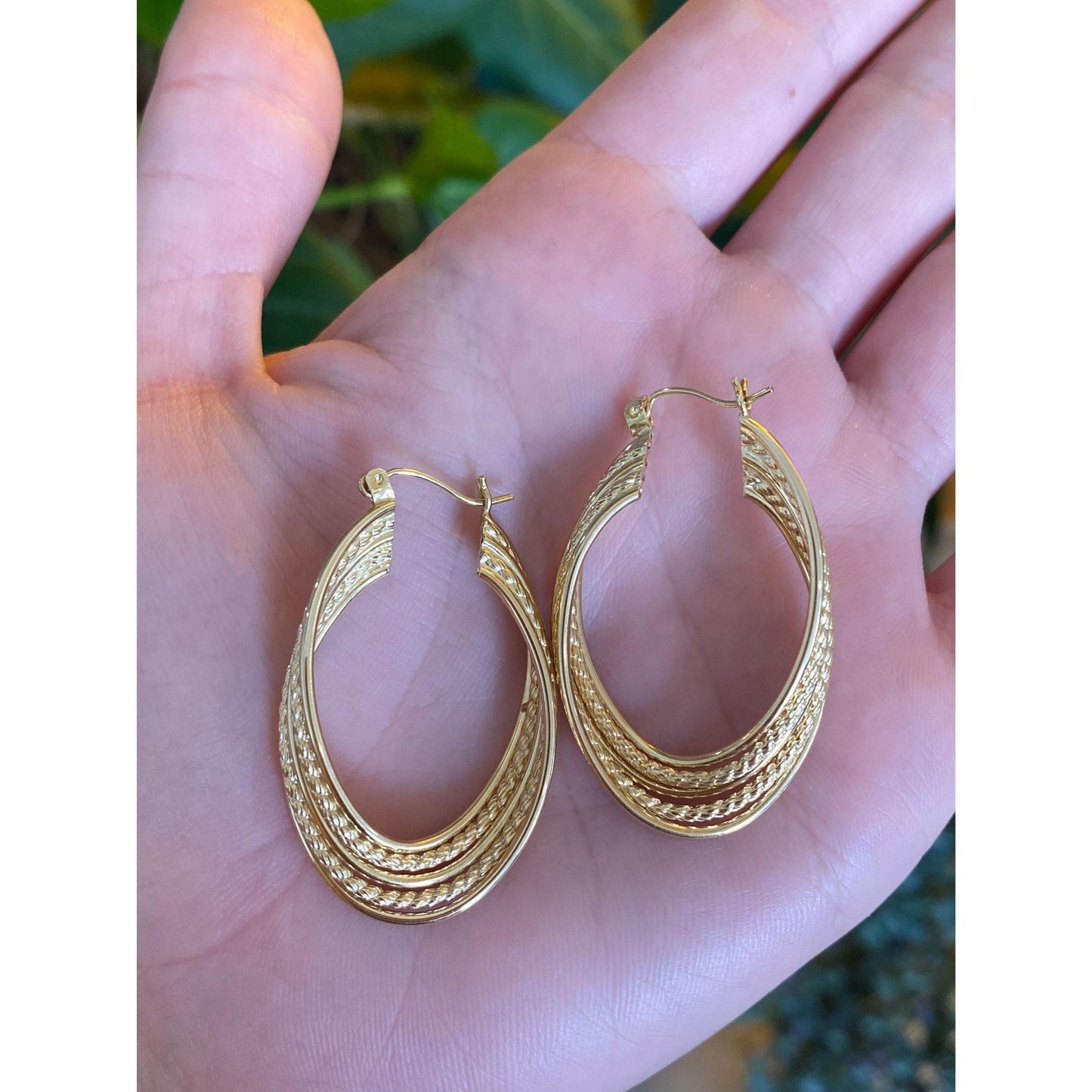 Vintage 14k Yellow Gold Layered Hoop Earrings