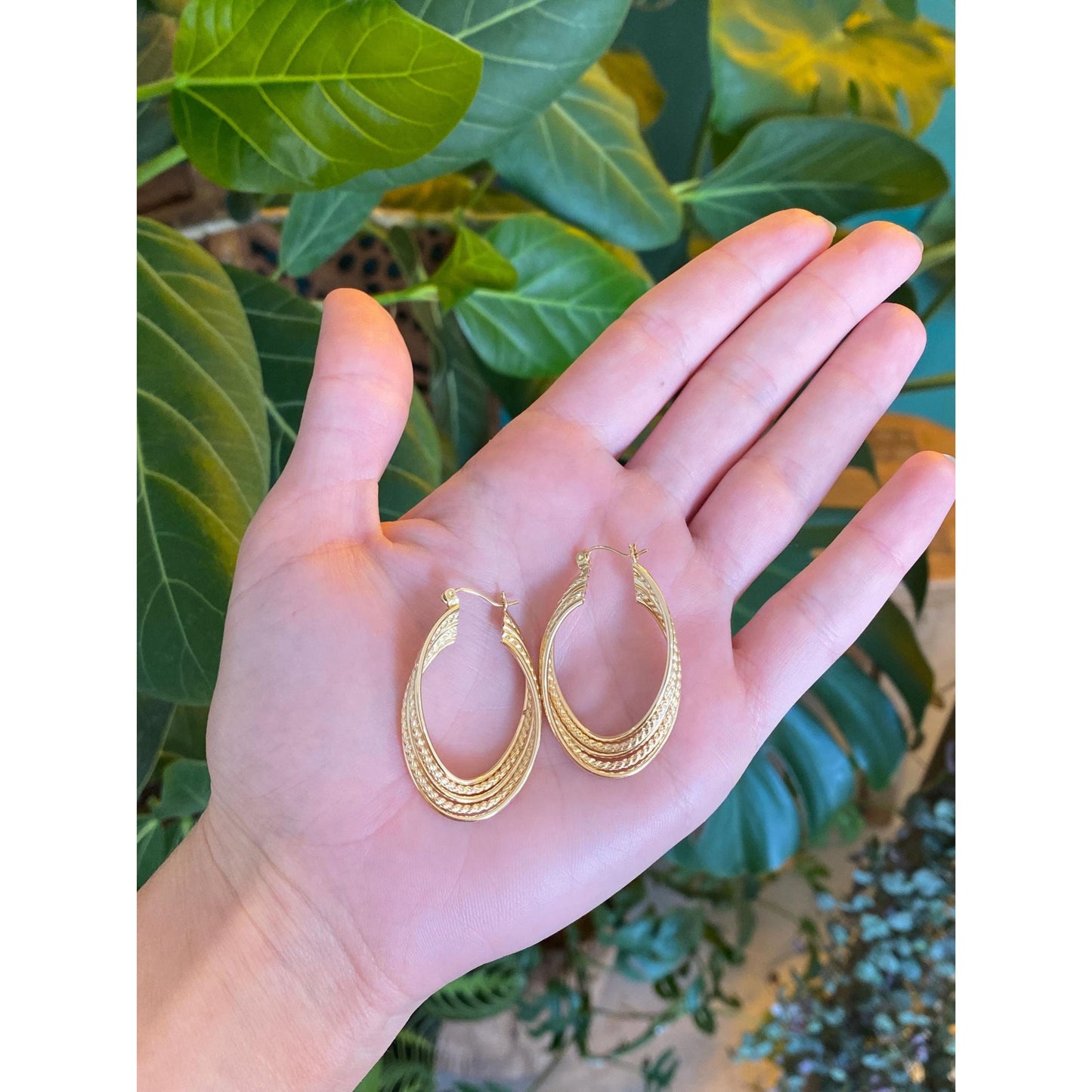 Vintage 14k Yellow Gold Layered Hoop Earrings