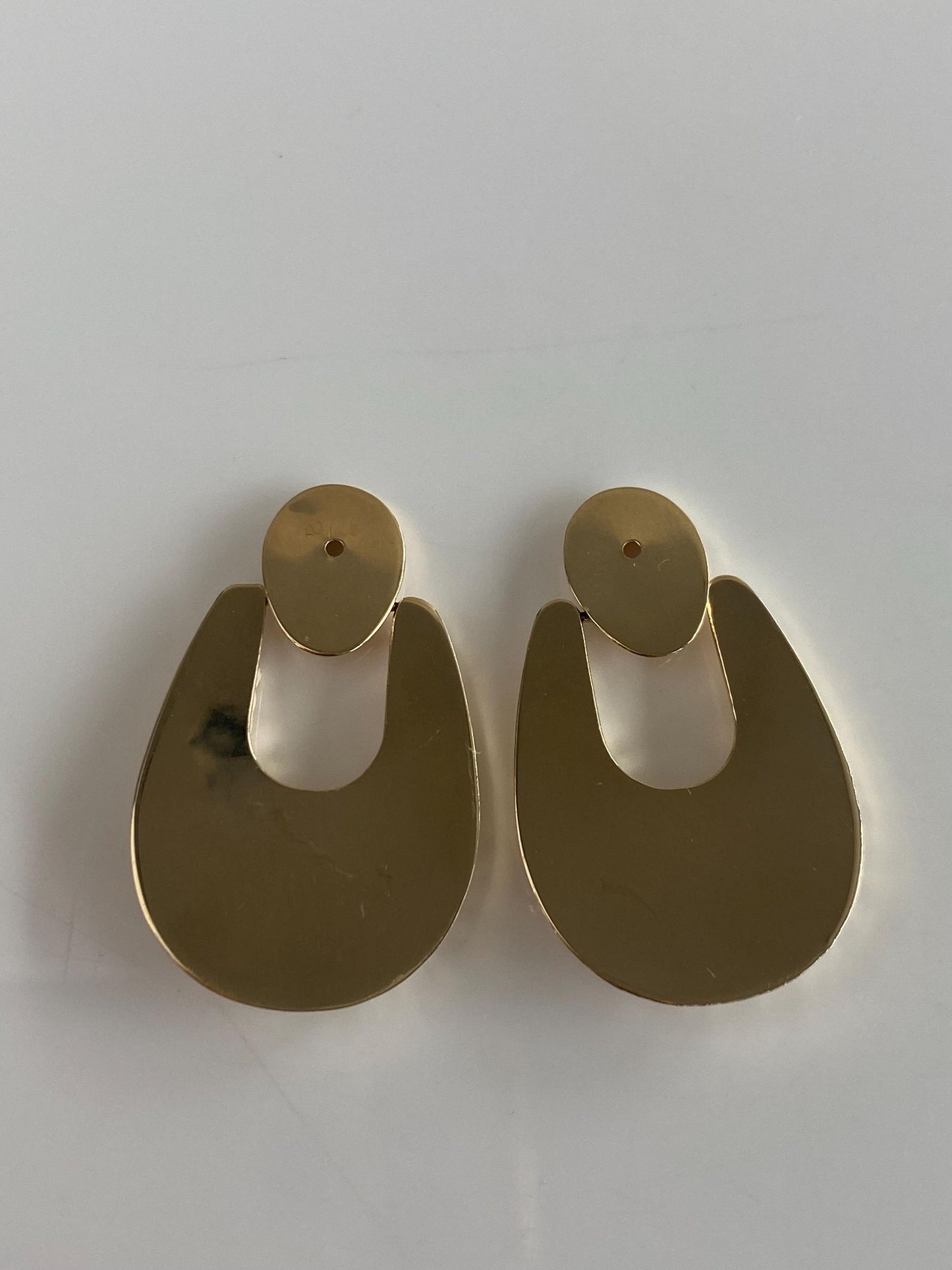 Vintage 14k Yellow Gold Hammered Texture Hoop Dangle Earring Jackets