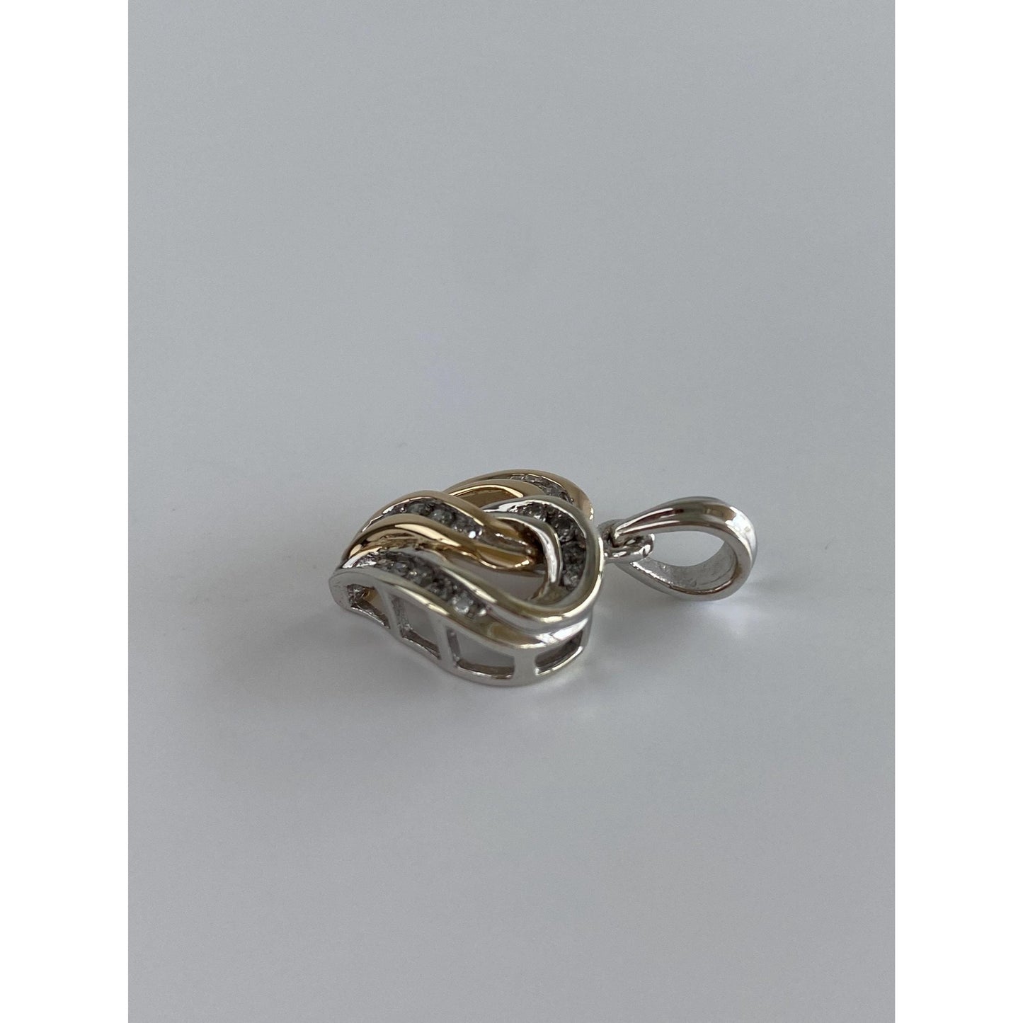 Vintage Solid 10k White & Yellow Gold Diamond Heart Charm