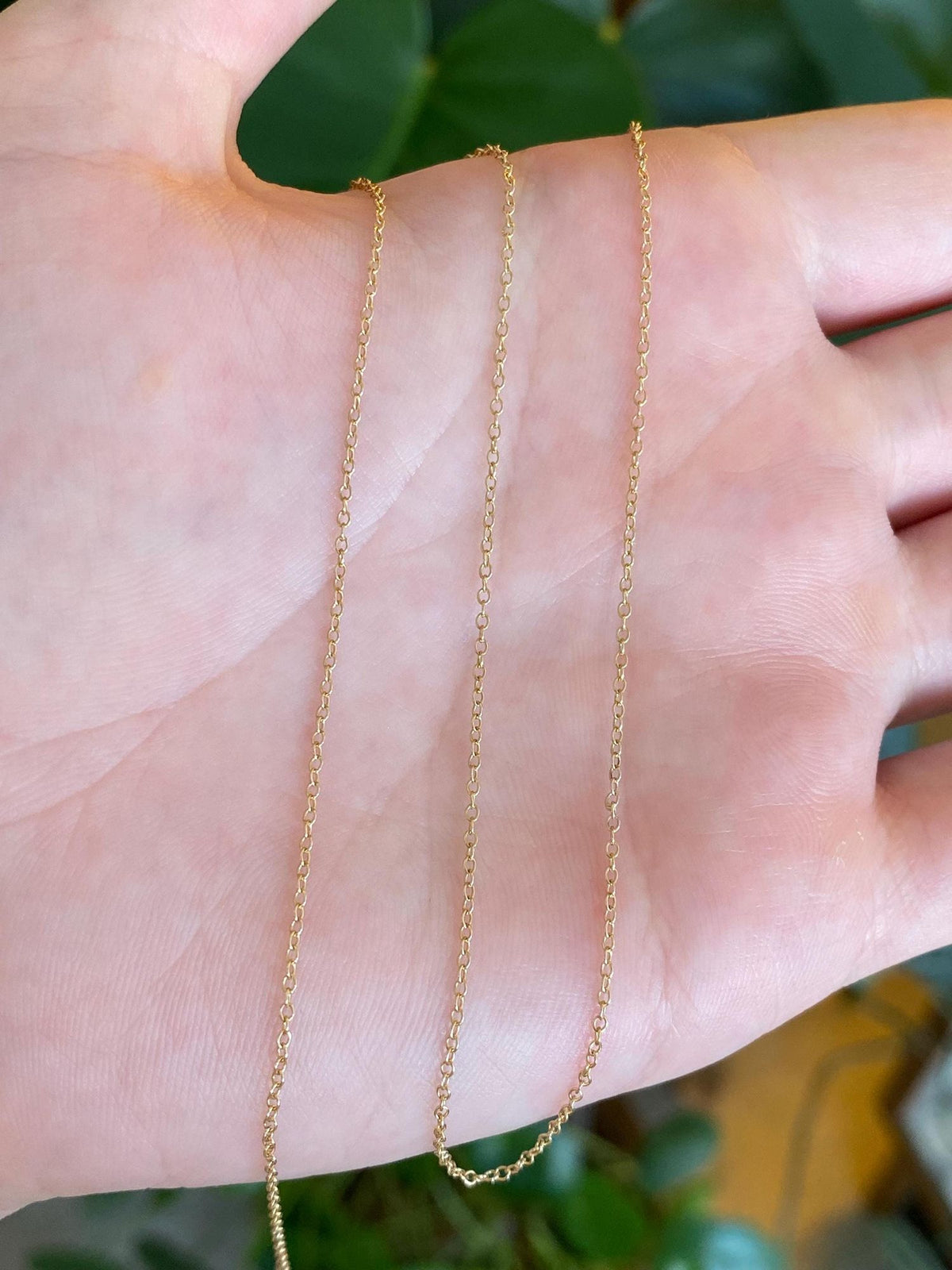 Vintage Solid 10k Yellow Gold Dainty Rolo Chain Necklace - 15.25 inches