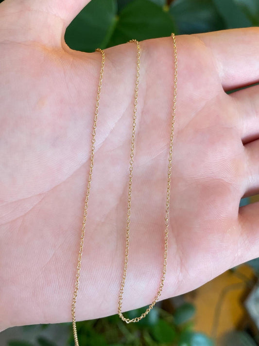 Vintage Solid 10k Yellow Gold Dainty Rolo Chain Necklace - 15.25 inches