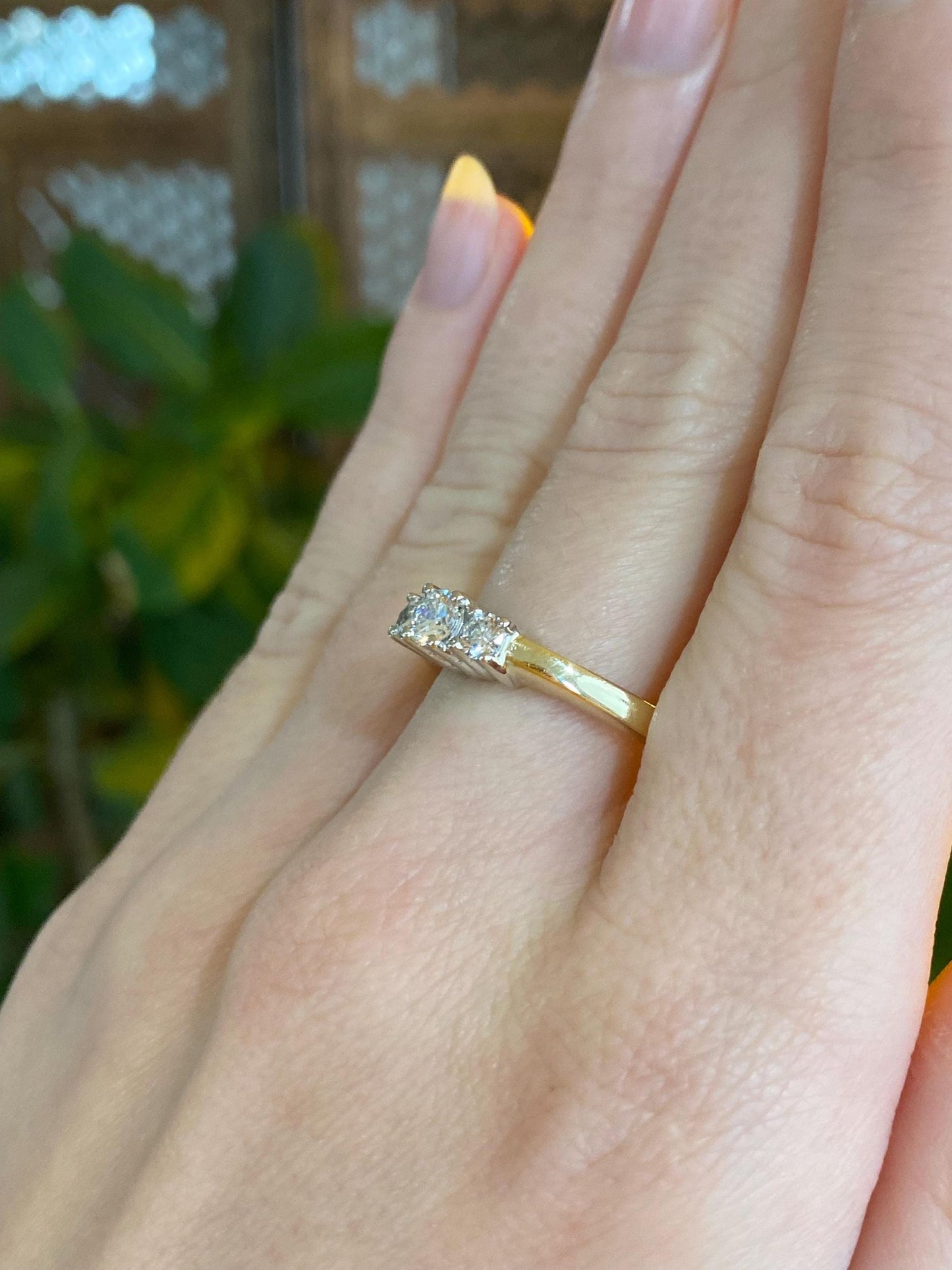 Vintage Solid 14k White & Yellow Gold Diamond Ring - Size 8.75