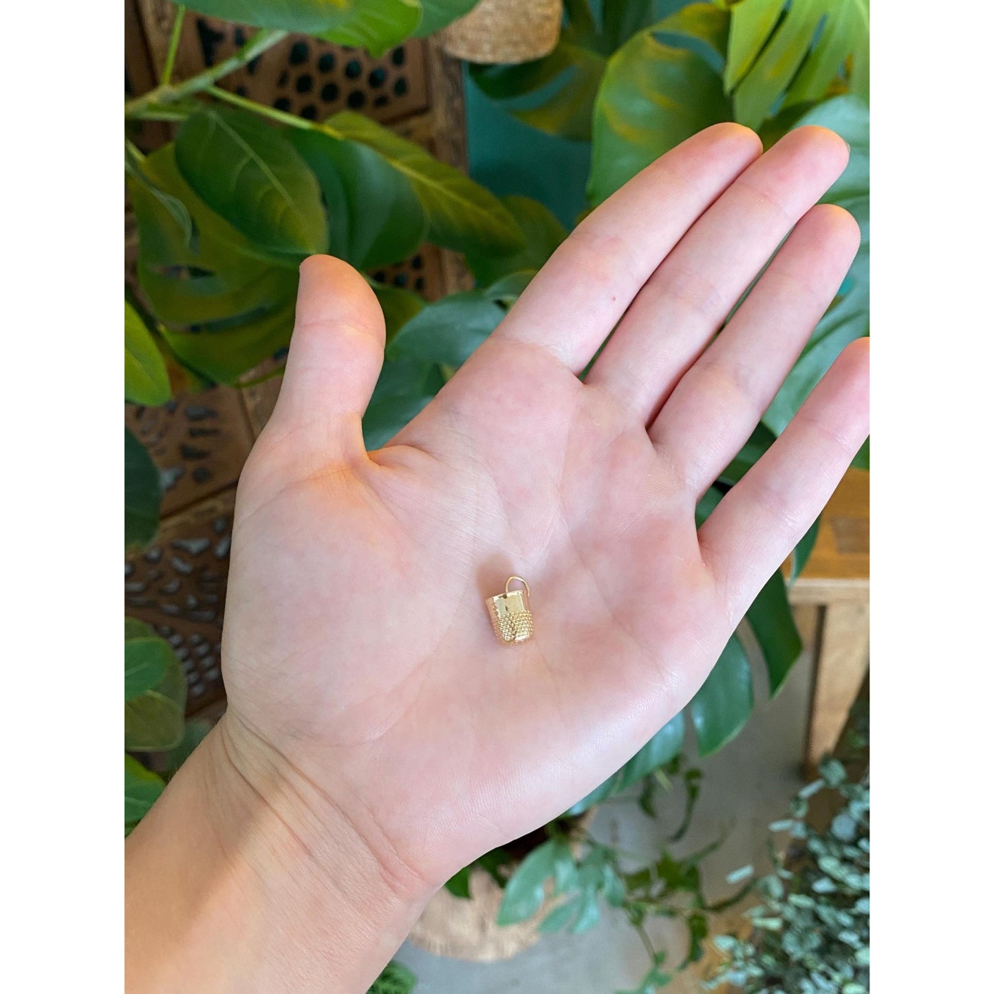 Solid 14k Yellow Gold Thimble Charm
