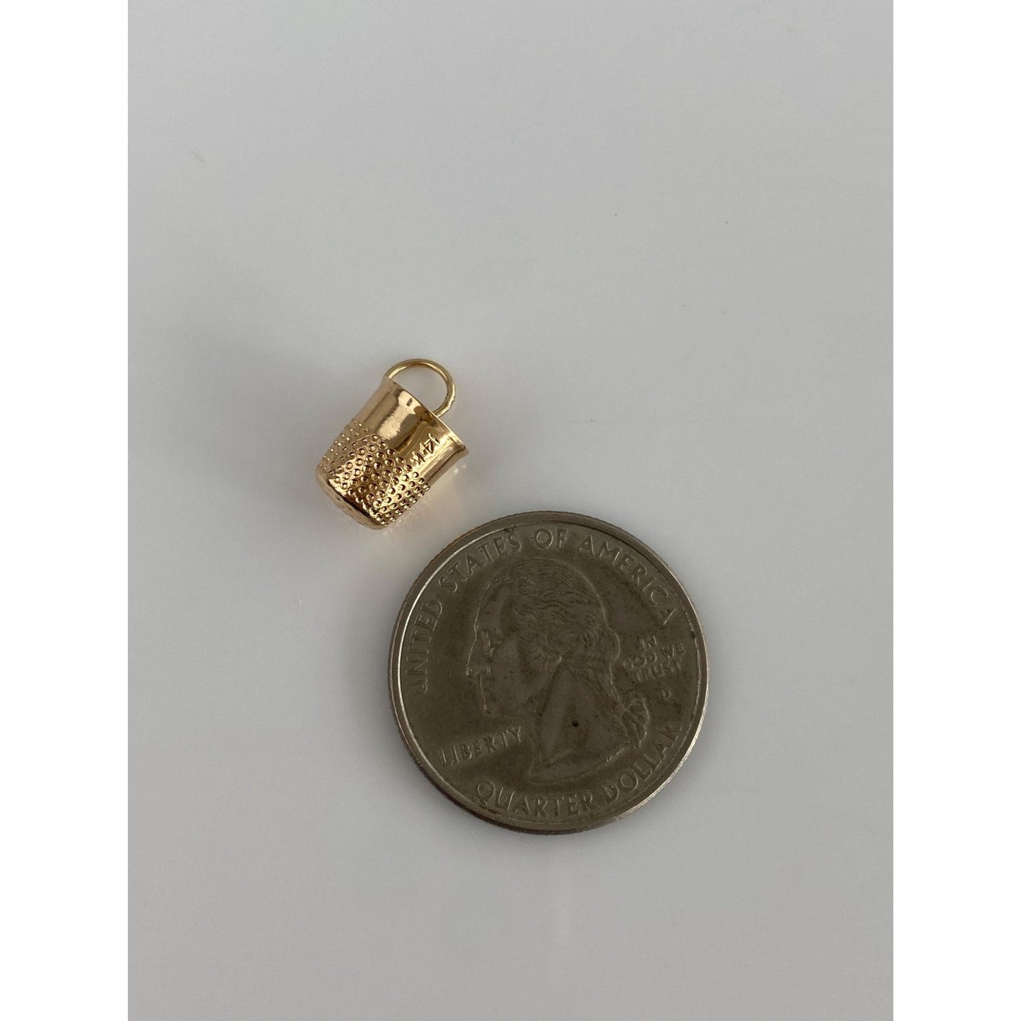 Solid 14k Yellow Gold Thimble Charm