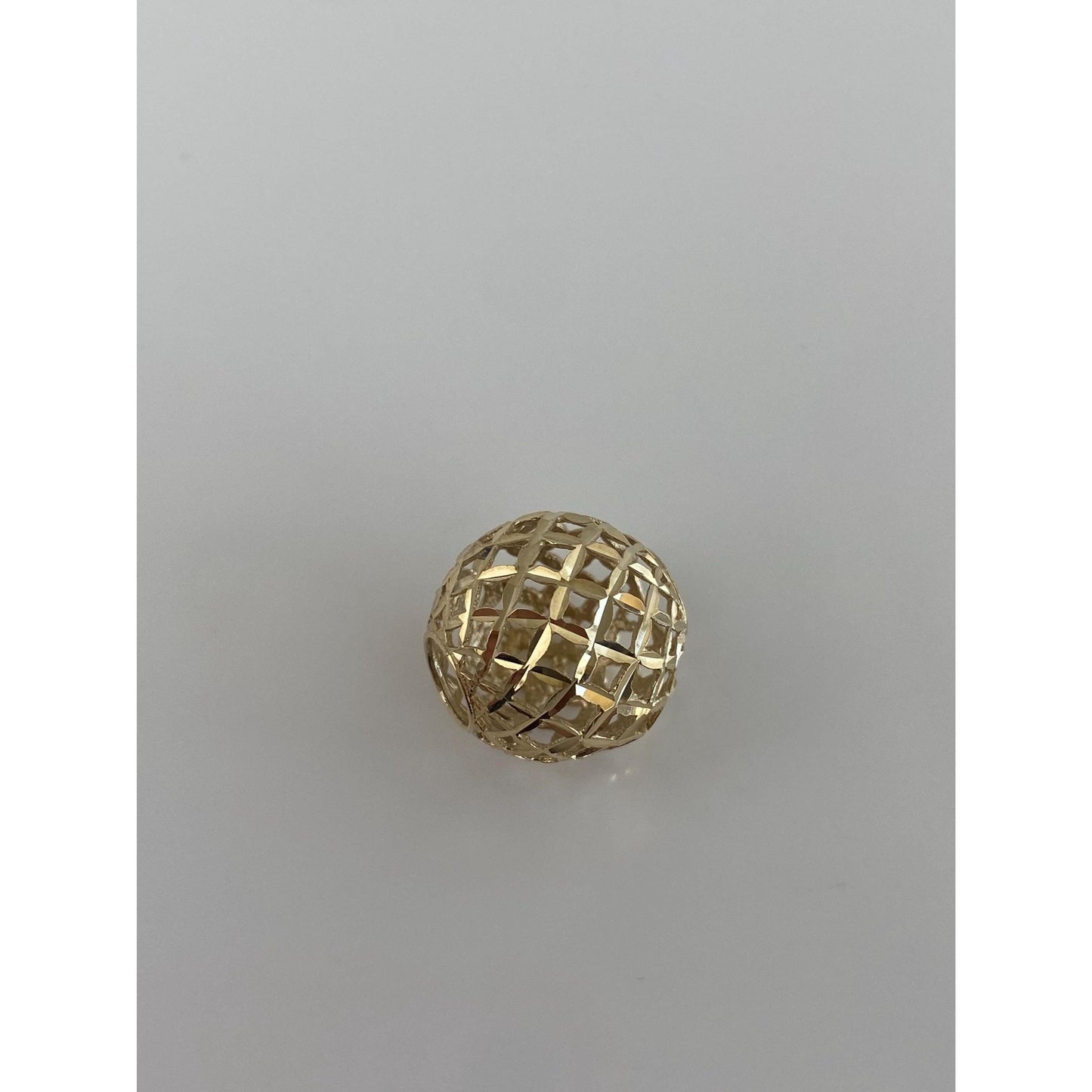 Vintage Solid 14k Yellow Gold Diamond Cut Open Work Ball Slide Charm