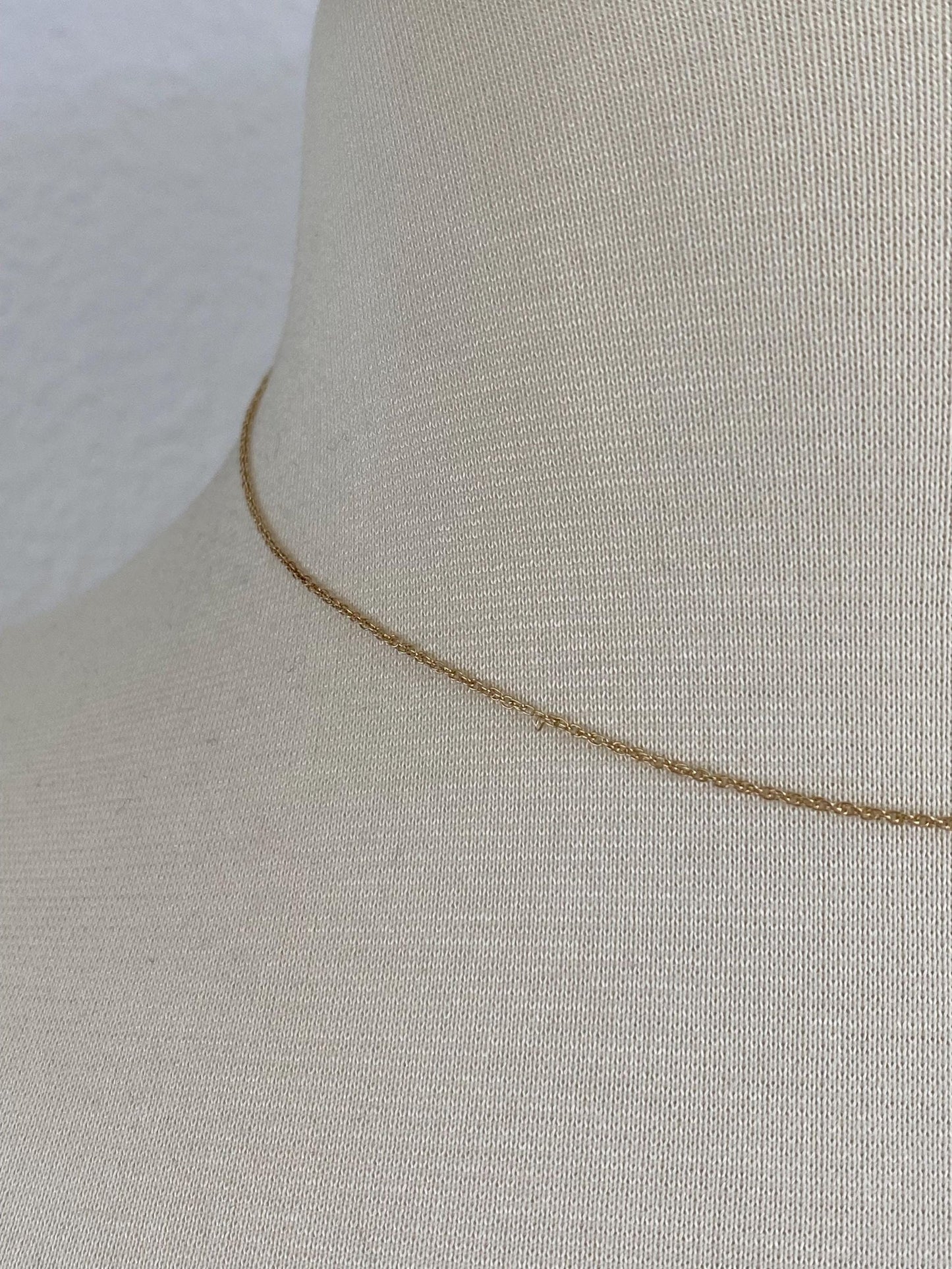 Vintage Solid 14k Yellow Gold Dainty Chain Necklace - 15.25 inches