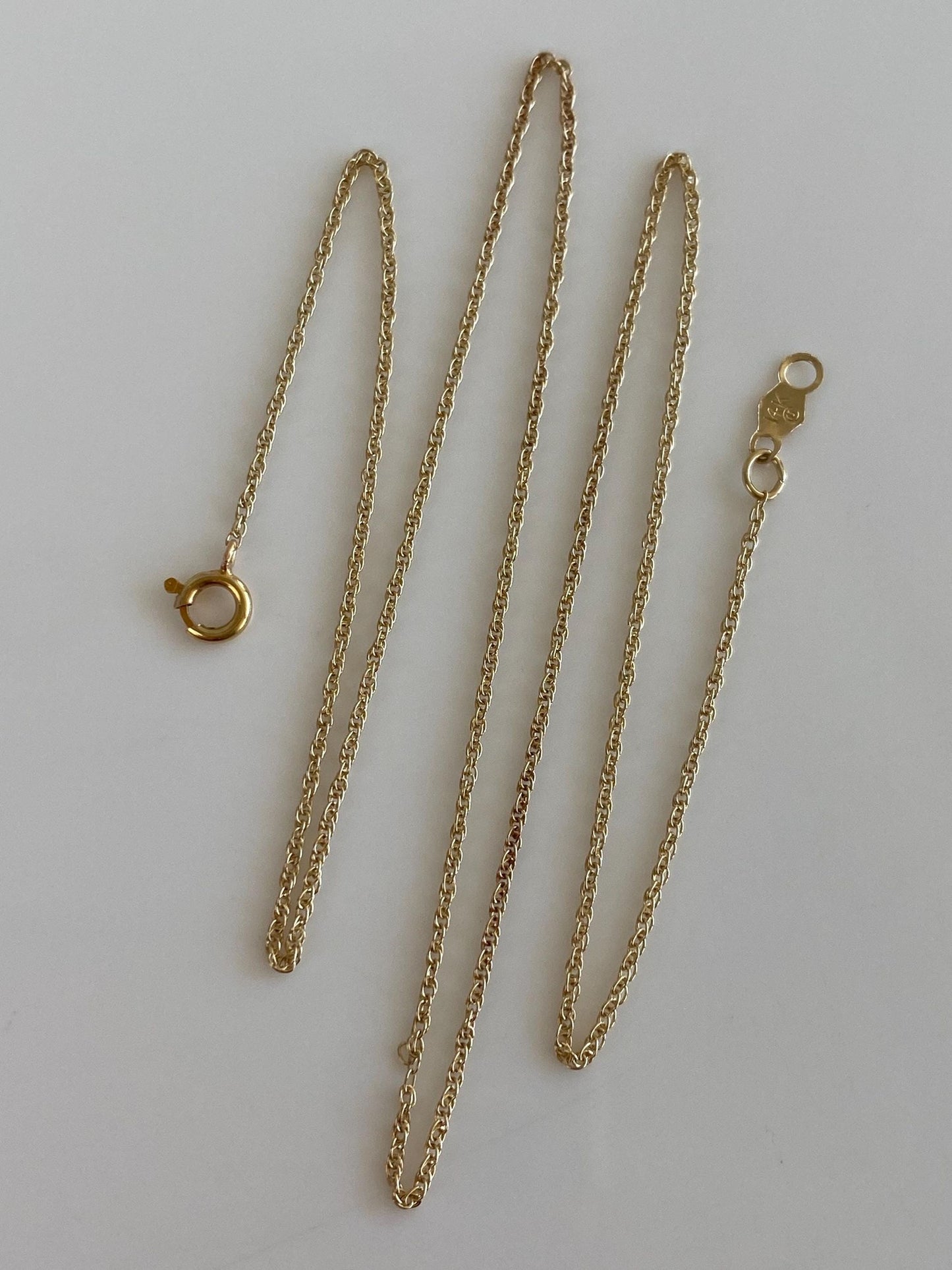 Vintage Solid 14k Yellow Gold Dainty Chain Necklace - 15.25 inches