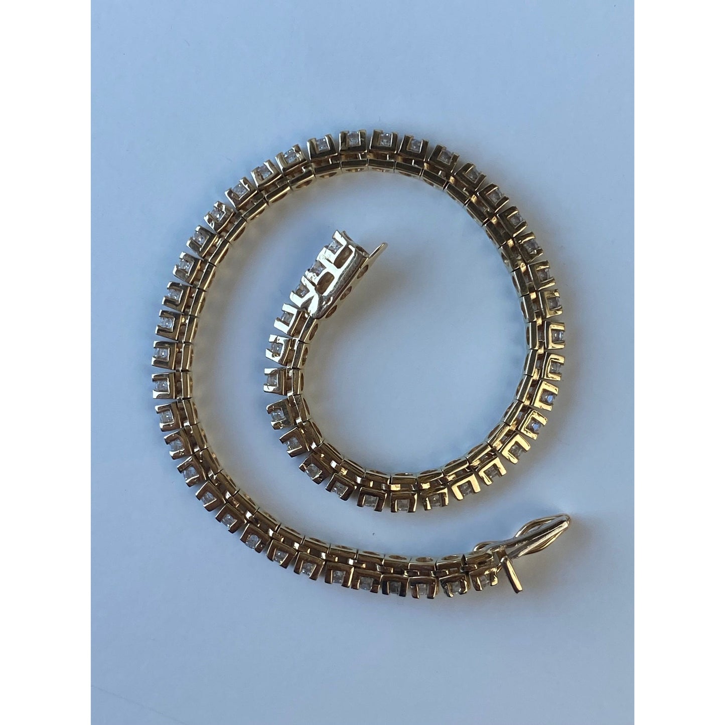 Solid 14k Yellow Gold Cubic Zirconia Tennis Bracelet - 6.75 inches