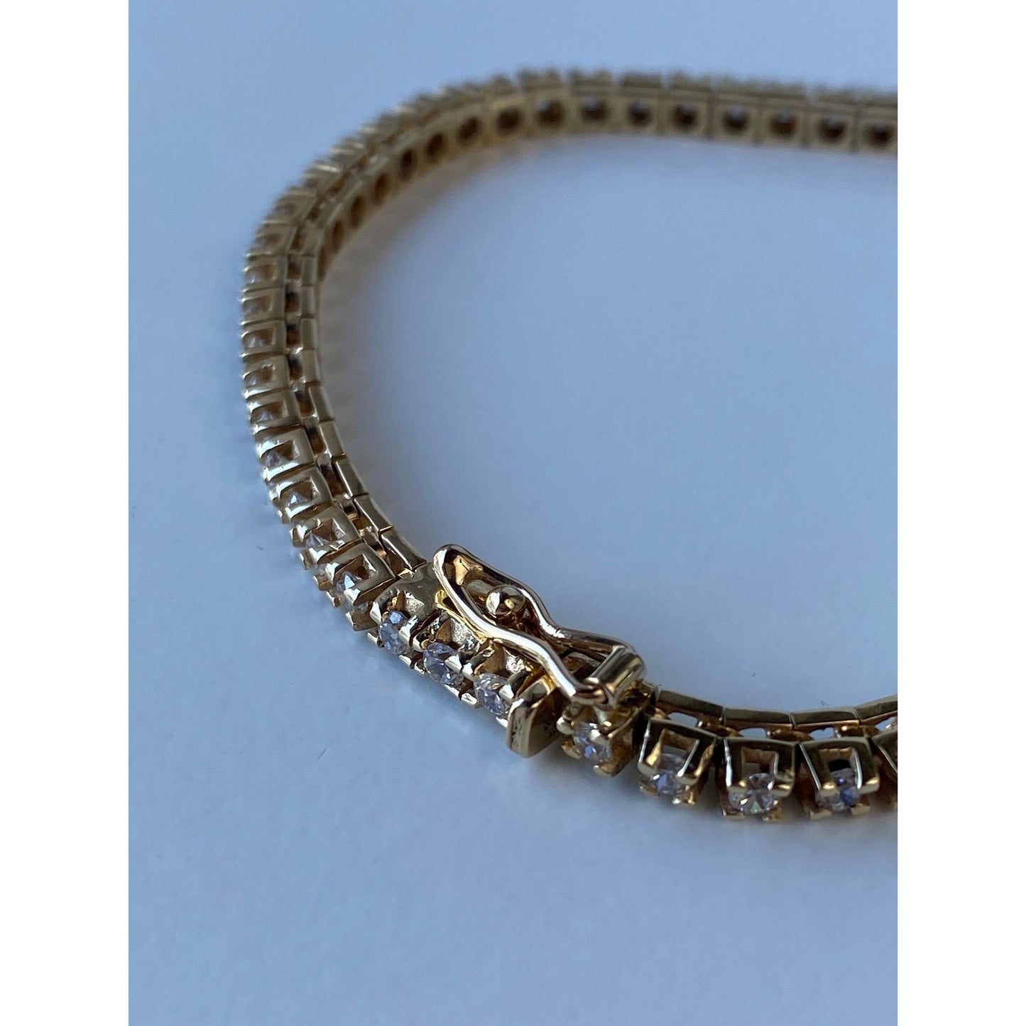 Solid 14k Yellow Gold Cubic Zirconia Tennis Bracelet - 6.75 inches