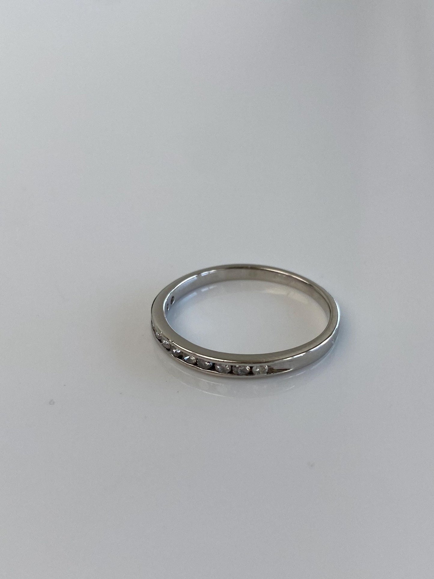 Vintage Solid Platinum Diamond Ring Band - Size 7