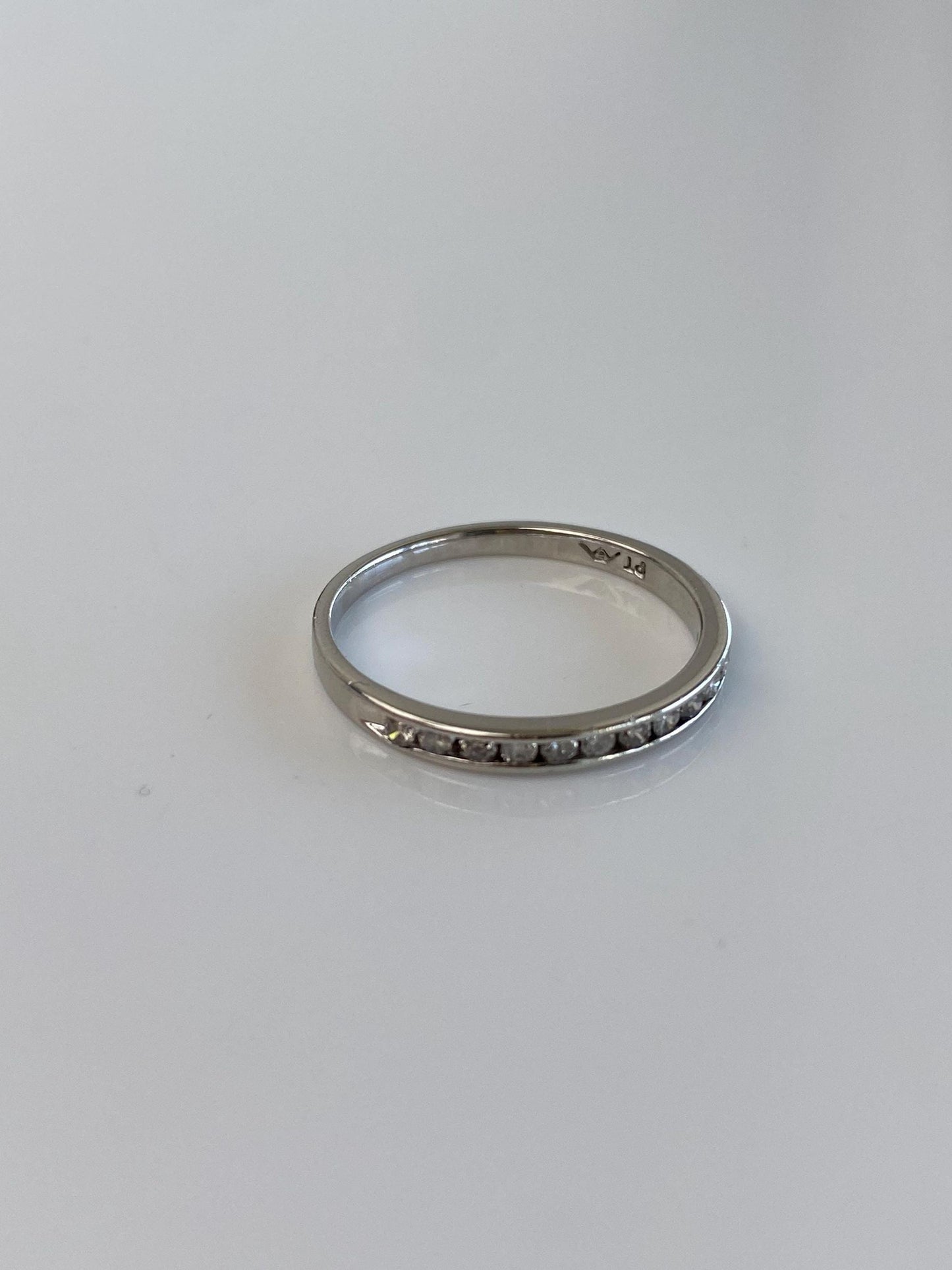 Vintage Solid Platinum Diamond Ring Band - Size 7
