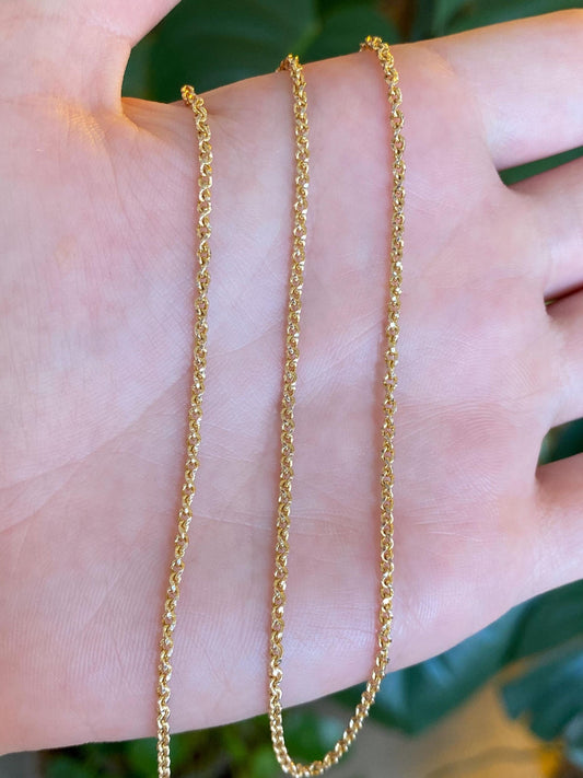 Vintage Solid 14k Yellow Gold Twisted Cable Chain Necklace - 16 inches