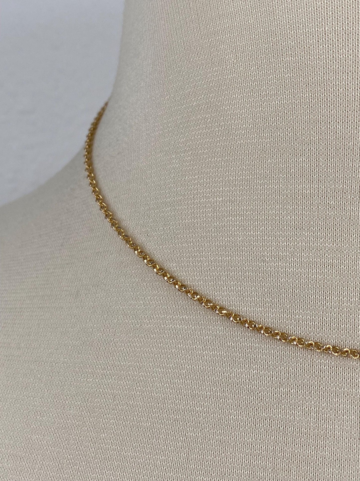 Vintage Solid 14k Yellow Gold Twisted Cable Chain Necklace - 16 inches