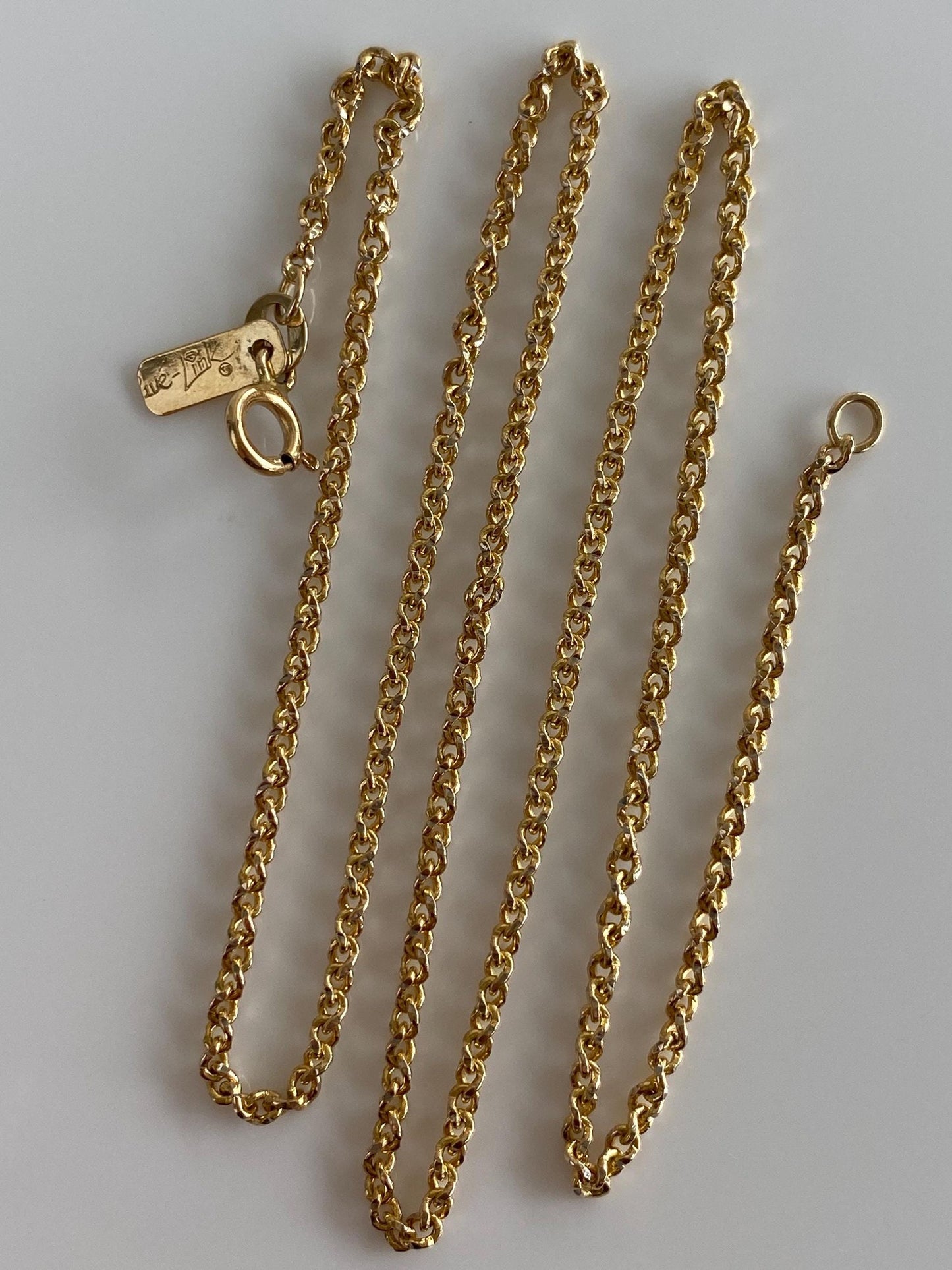 Vintage Solid 14k Yellow Gold Twisted Cable Chain Necklace - 16 inches