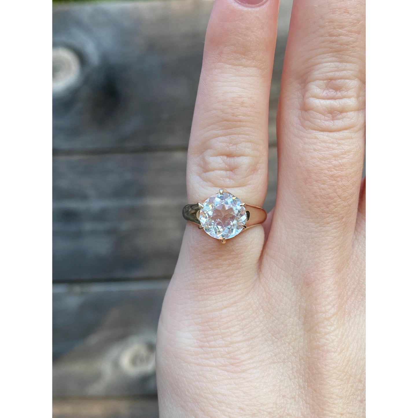 Solid 10k Yellow Gold Clear Cubic Zirconia Ring - Size 3.5