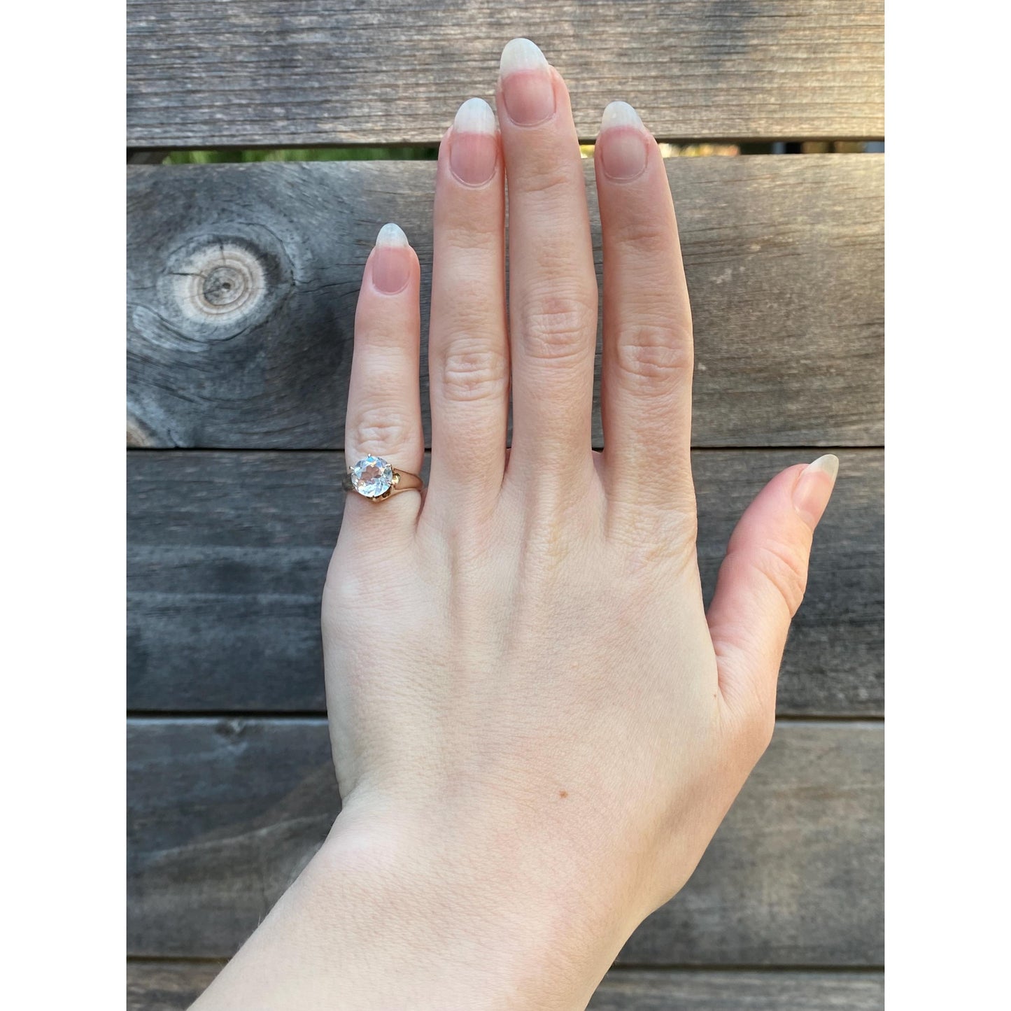 Solid 10k Yellow Gold Clear Cubic Zirconia Ring - Size 3.5