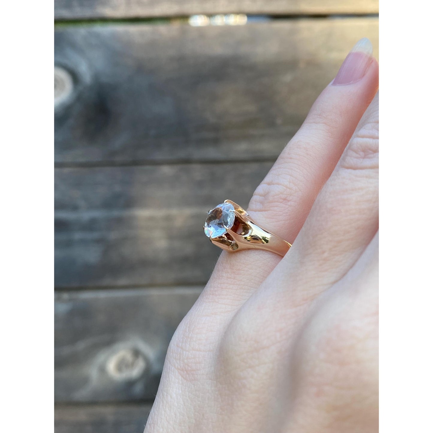 Solid 10k Yellow Gold Clear Cubic Zirconia Ring - Size 3.5