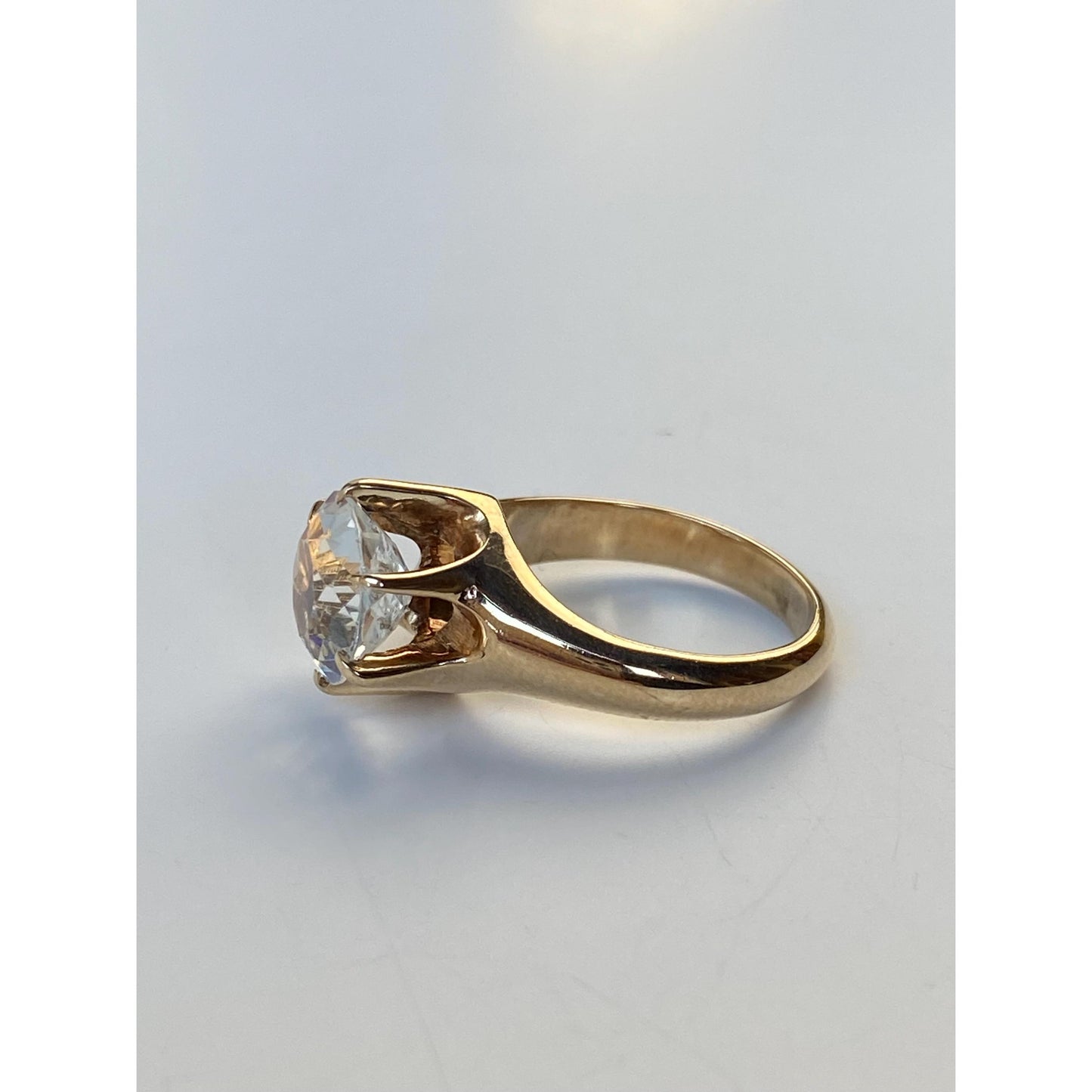 Solid 10k Yellow Gold Clear Cubic Zirconia Ring - Size 3.5