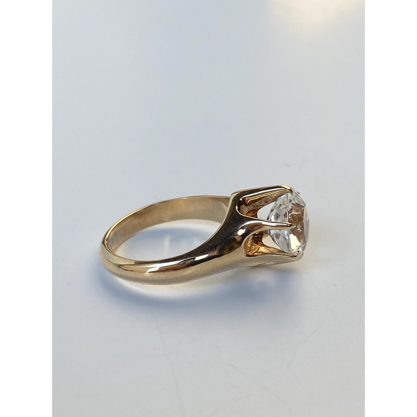 Solid 10k Yellow Gold Clear Cubic Zirconia Ring - Size 3.5