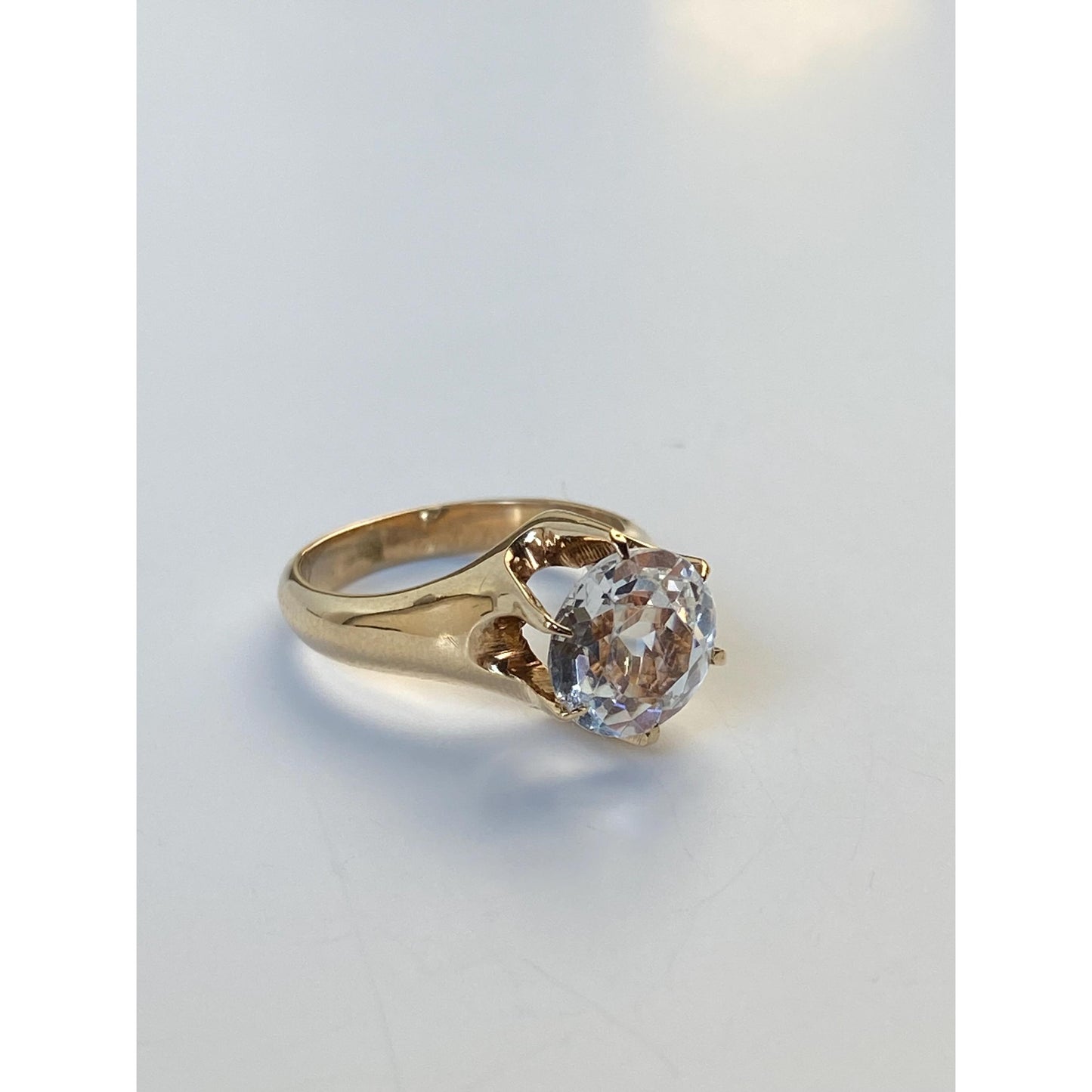 Solid 10k Yellow Gold Clear Cubic Zirconia Ring - Size 3.5