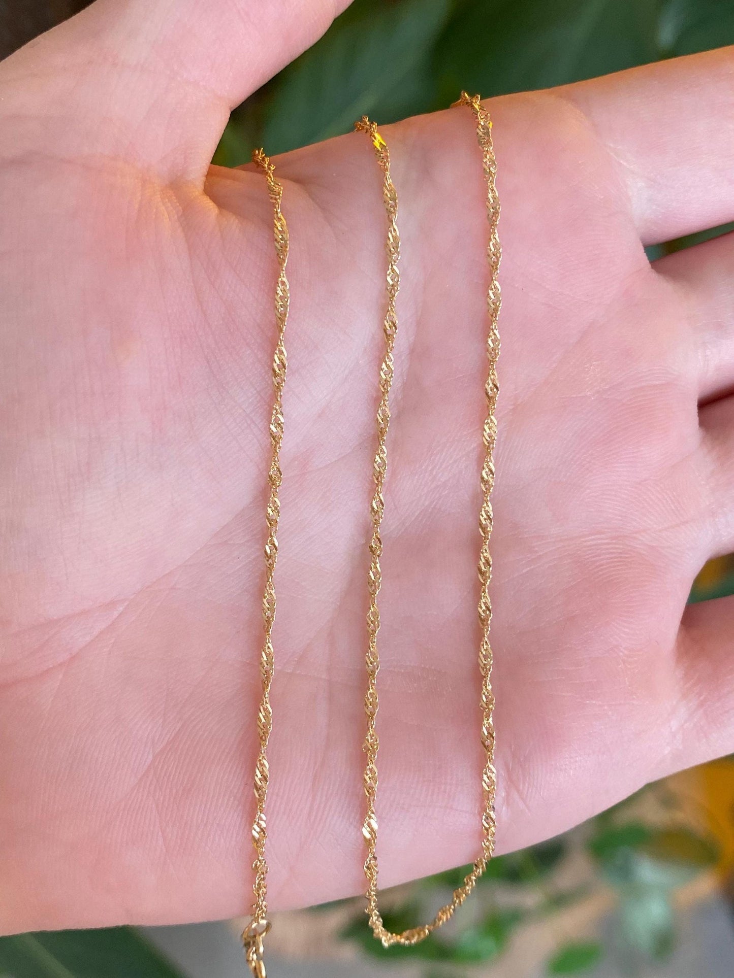 Vintage Solid 14k Yellow Gold Twist Chain Necklace - 16 inches
