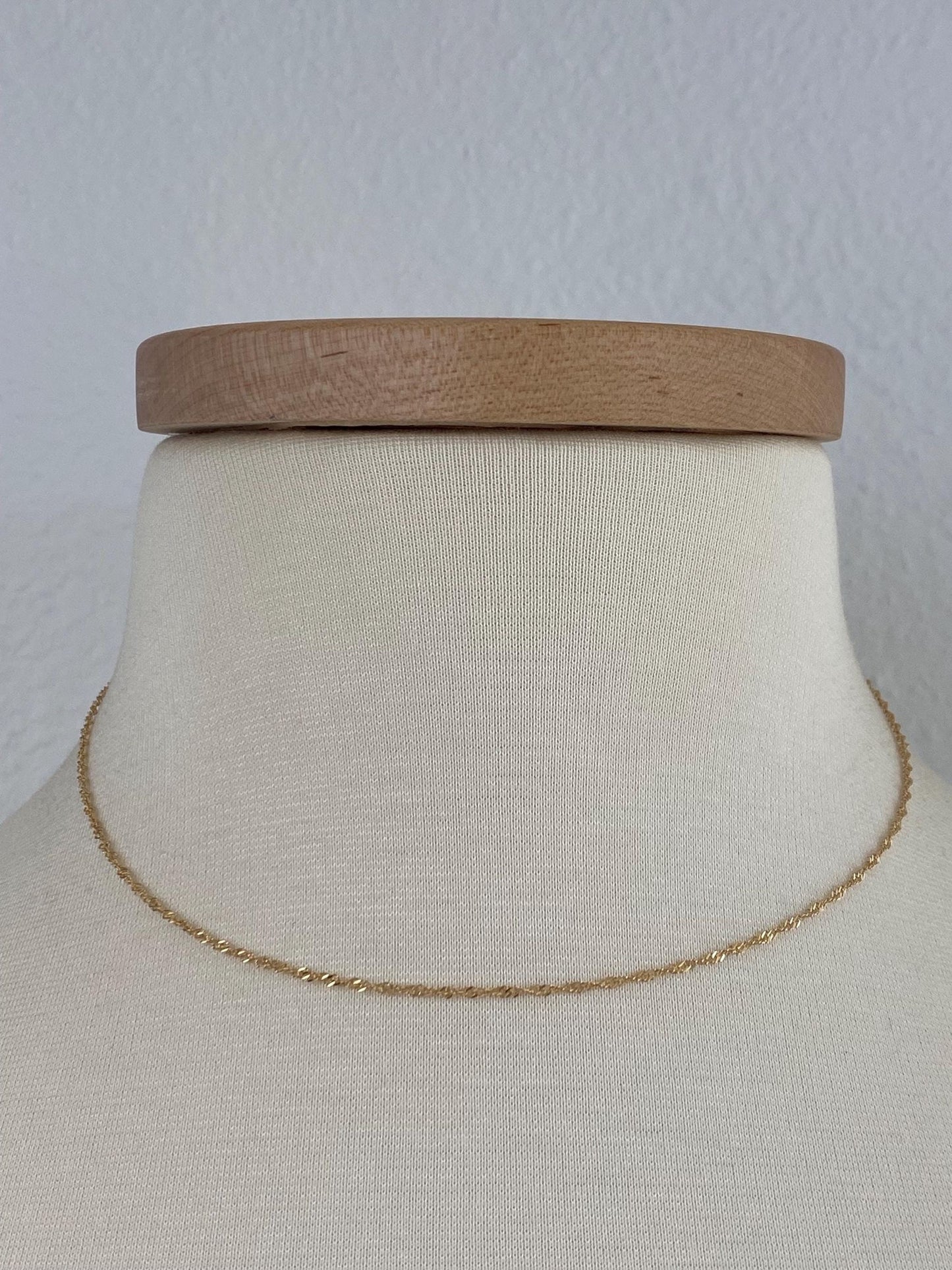 Vintage Solid 14k Yellow Gold Twist Chain Necklace - 16 inches