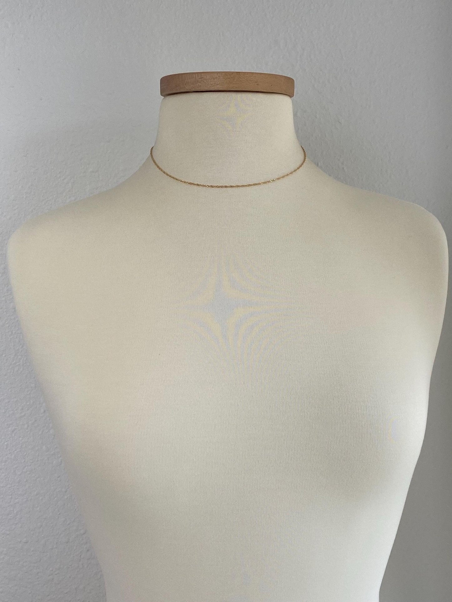 Vintage Solid 14k Yellow Gold Twist Chain Necklace - 16 inches