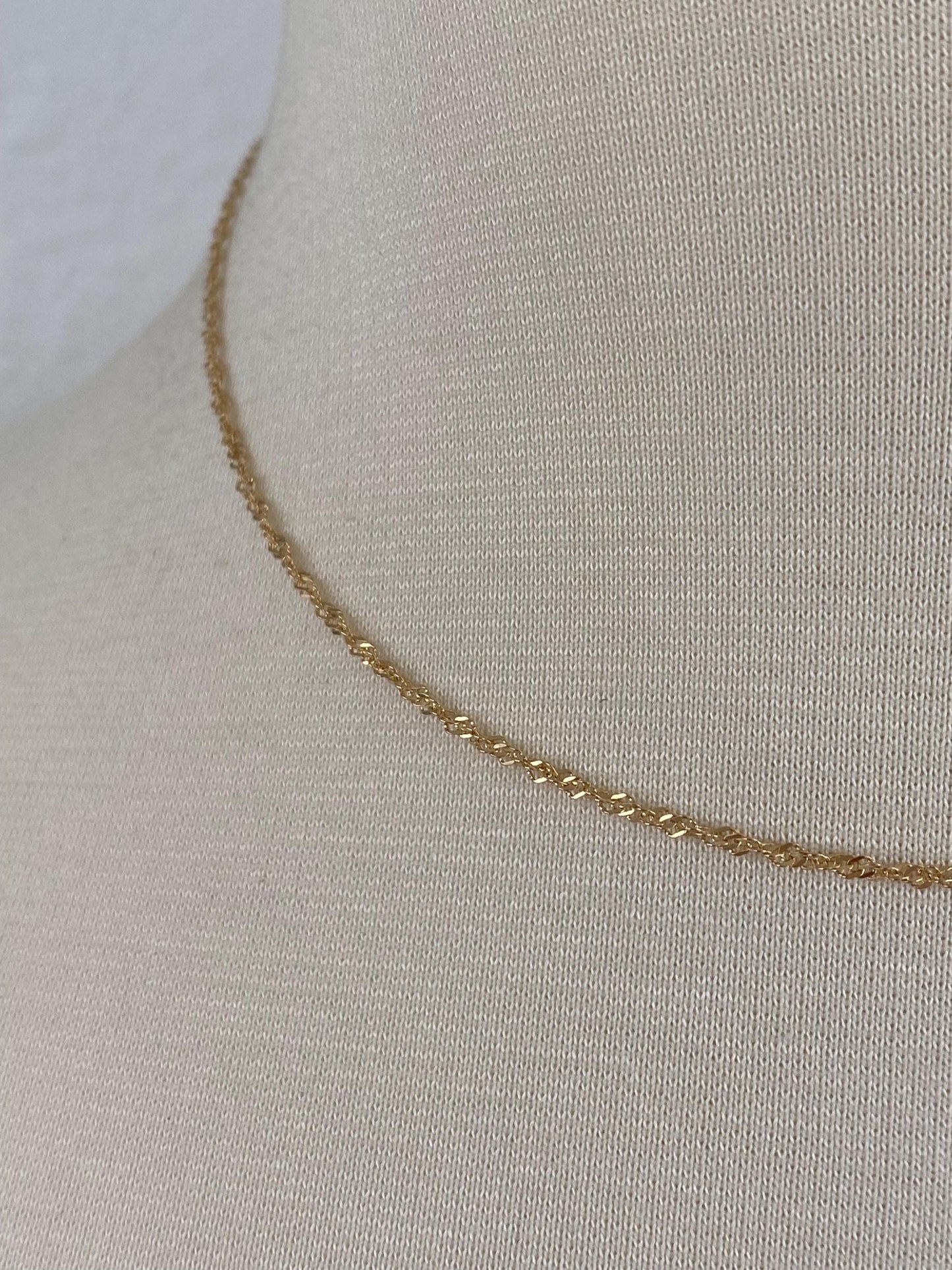Vintage Solid 14k Yellow Gold Twist Chain Necklace - 16 inches