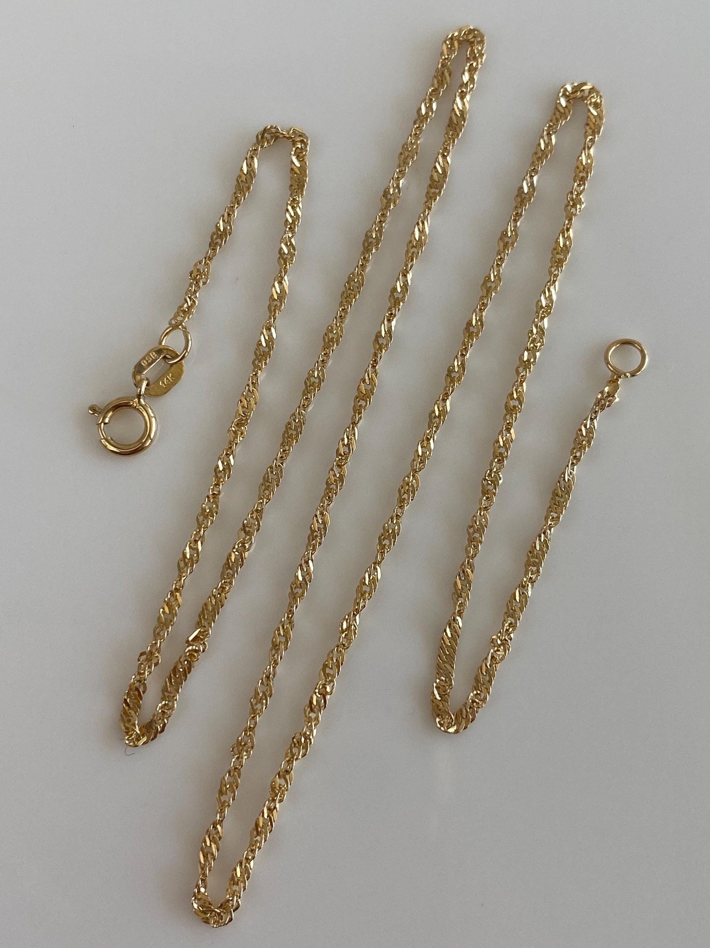 Vintage Solid 14k Yellow Gold Twist Chain Necklace - 16 inches