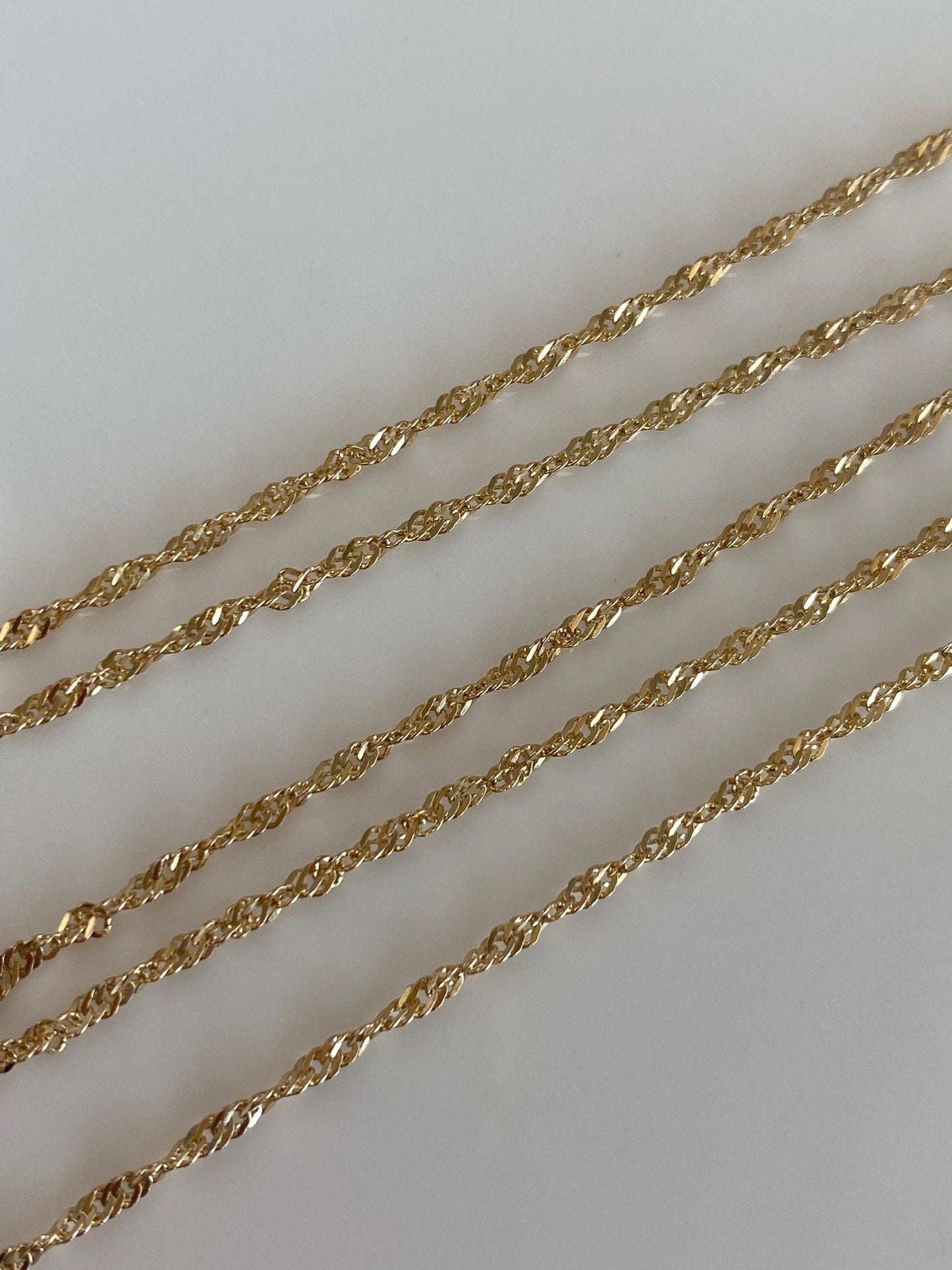 Vintage Solid 14k Yellow Gold Twist Chain Necklace - 16 inches