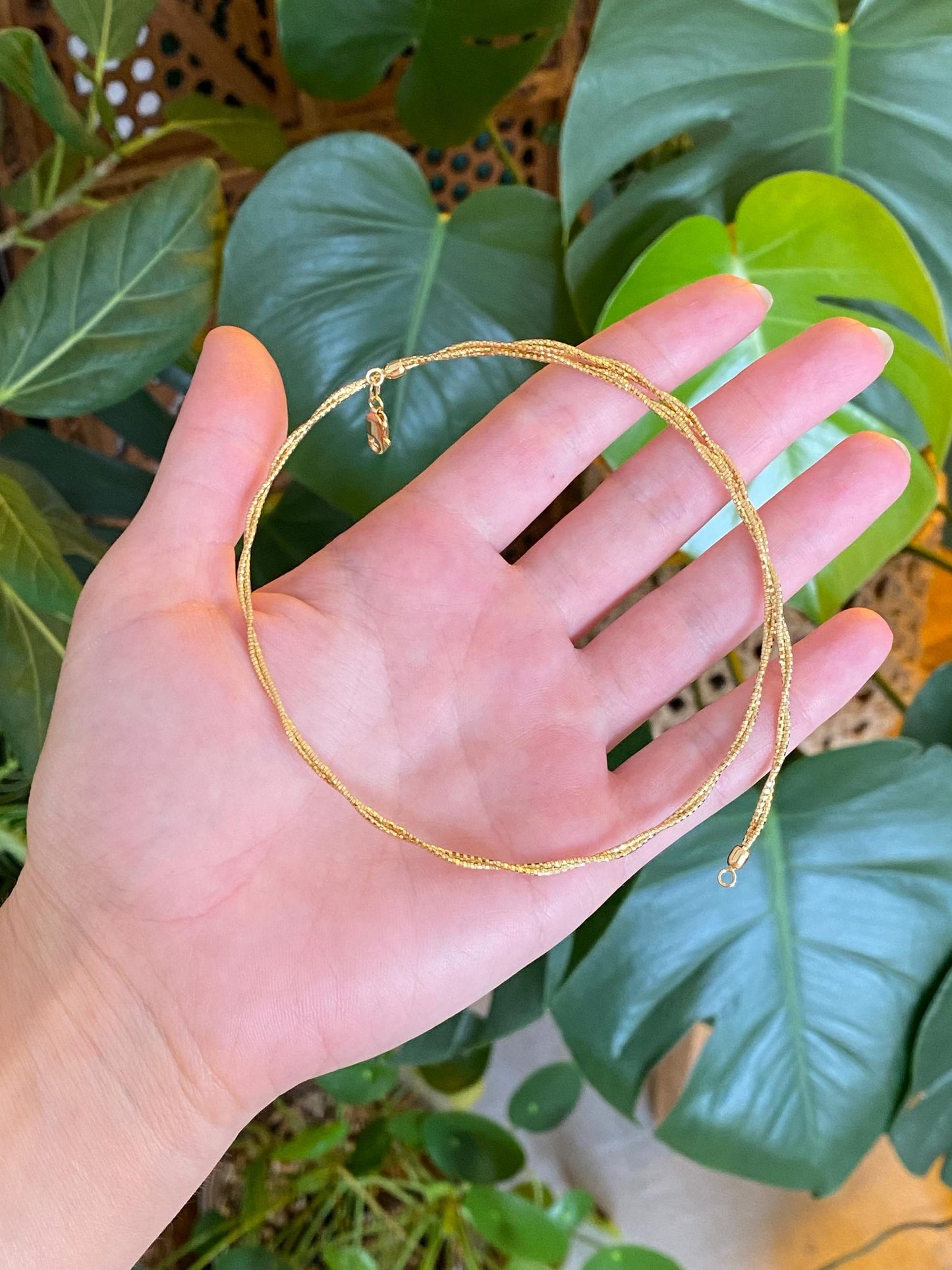 Vintage 14k Yellow Gold Twisted Woven Collar Necklace - 17.5 inches