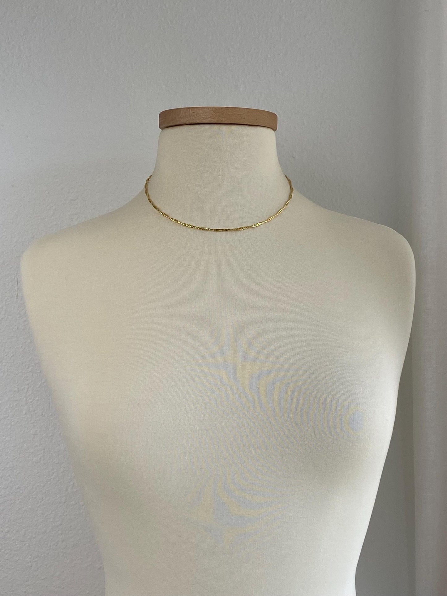 Vintage 14k Yellow Gold Twisted Woven Collar Necklace - 17.5 inches