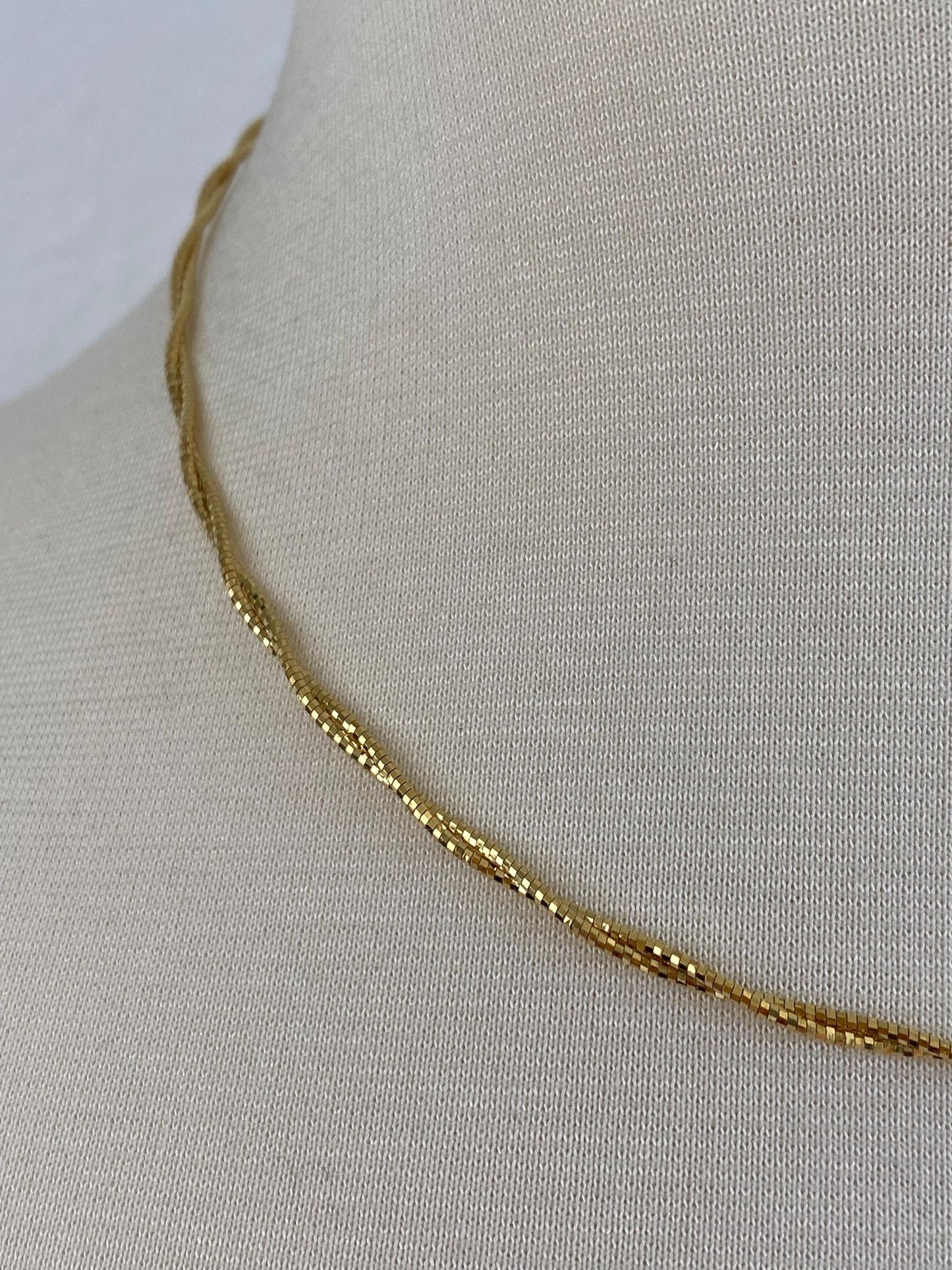 Vintage 14k Yellow Gold Twisted Woven Collar Necklace - 17.5 inches