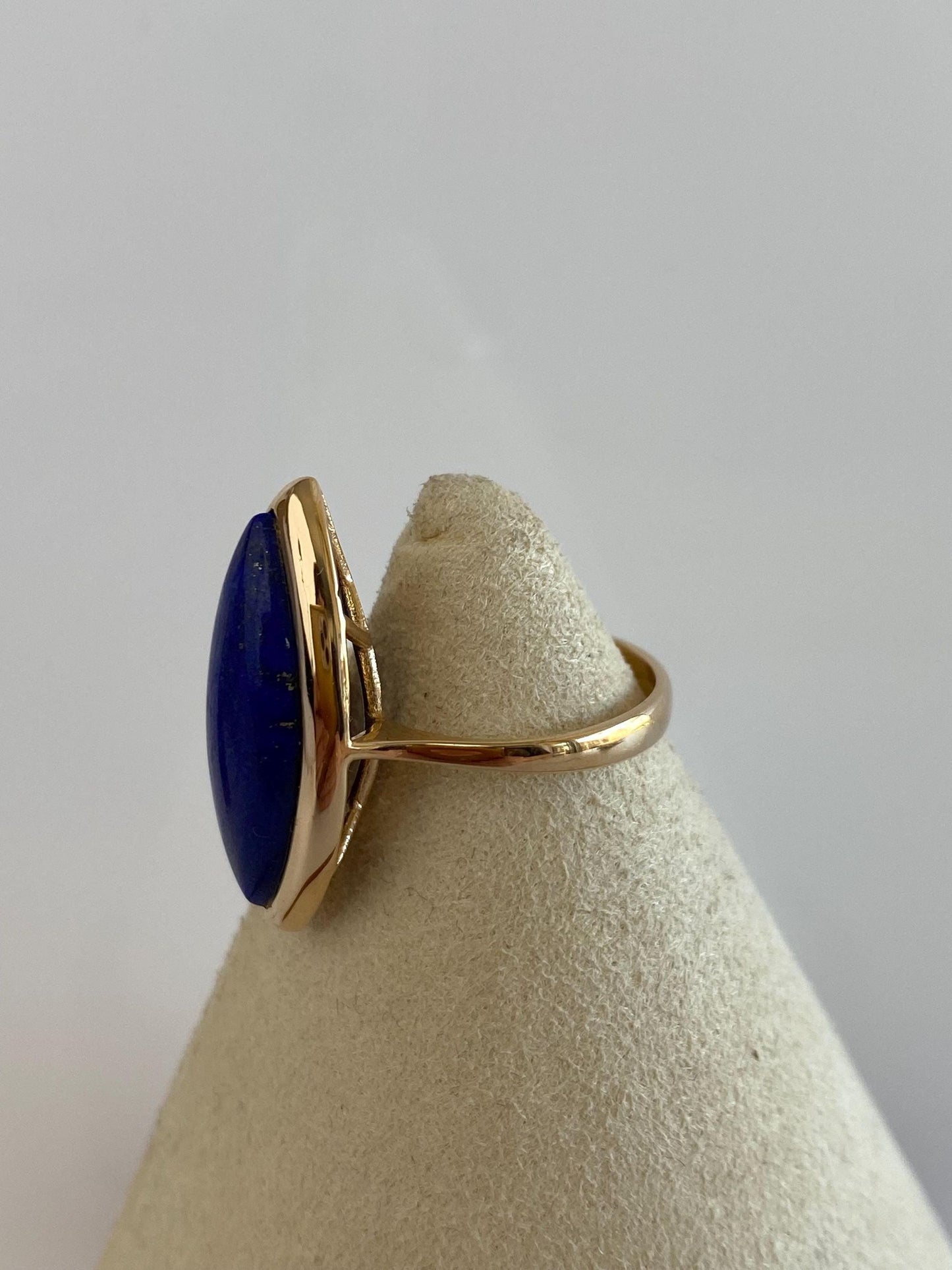 Solid 14k Marquis Blue Lapis Ring - Size 6