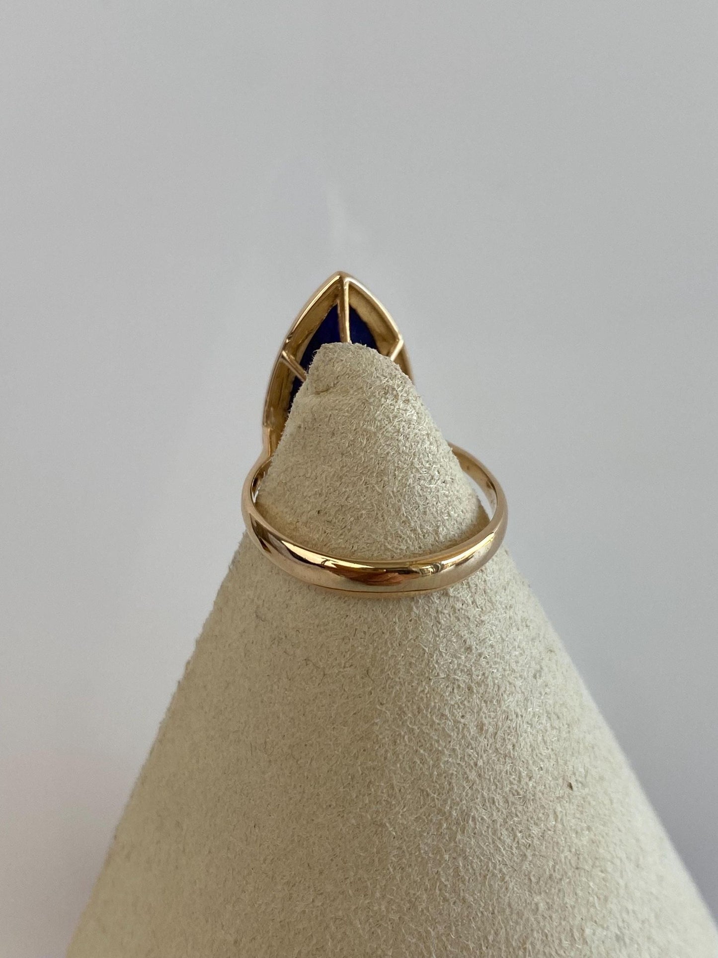 Solid 14k Marquis Blue Lapis Ring - Size 6