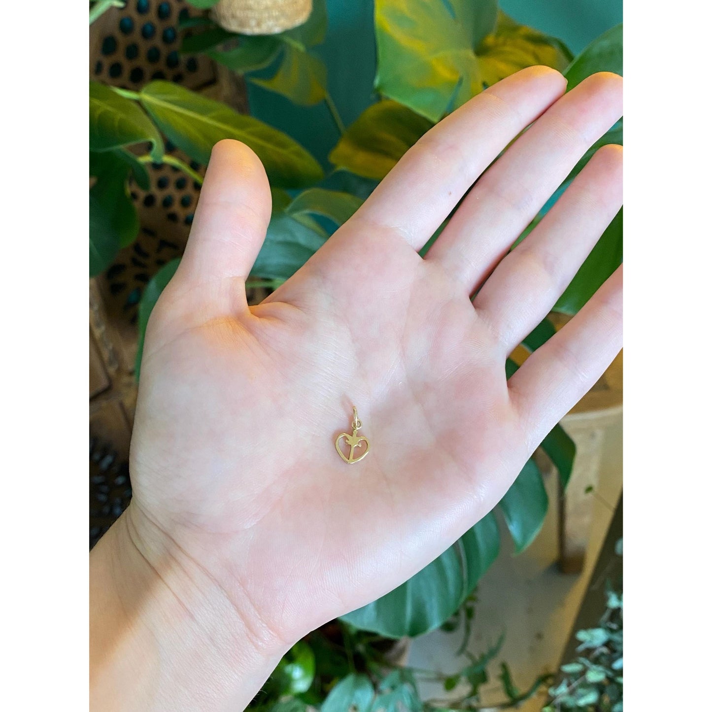 Vintage Solid 14k Yellow Gold Heart Dagger Charm