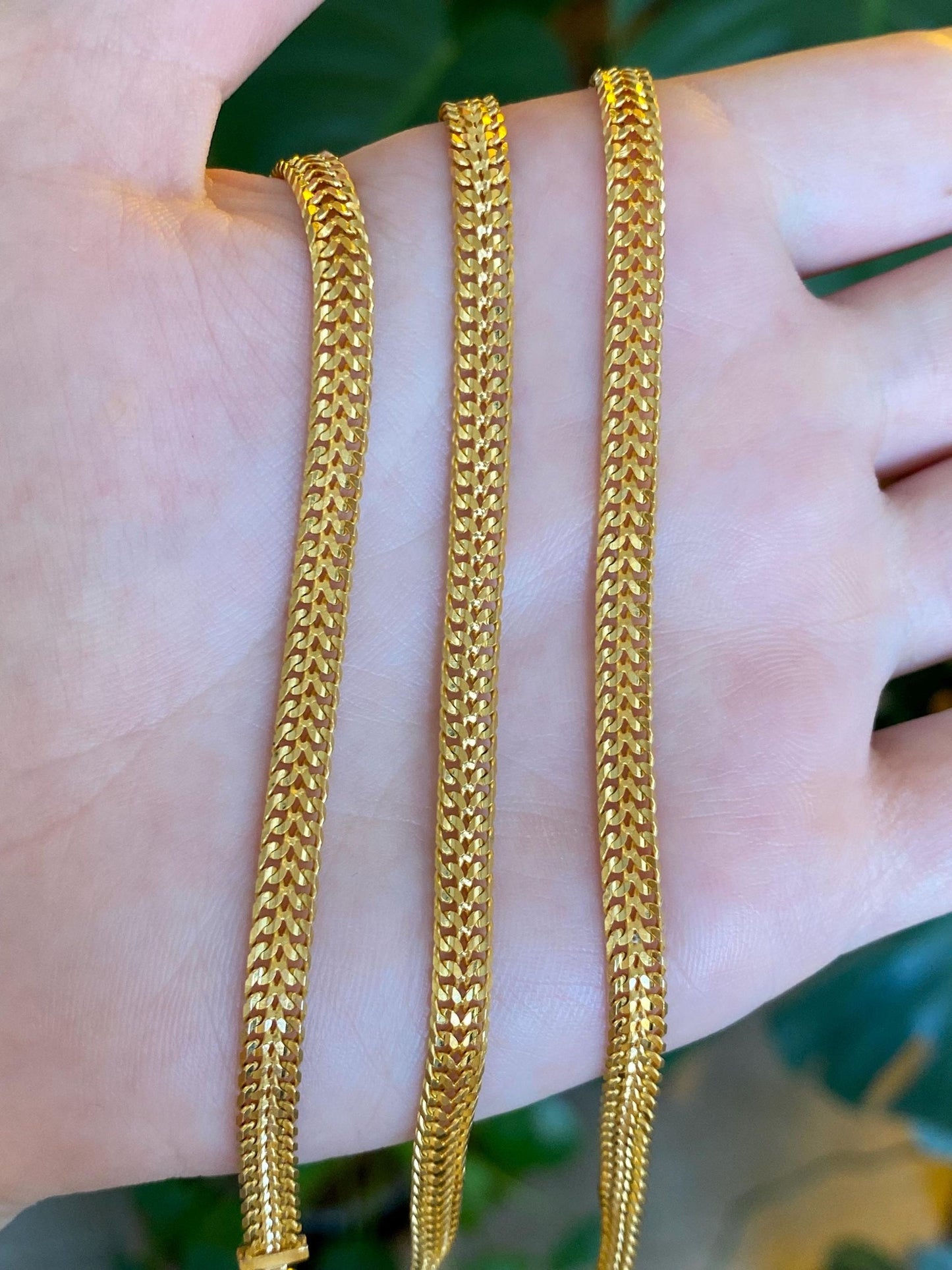 Vintage Solid 22k Yellow Gold Woven Chain Necklace - 28.75 inches